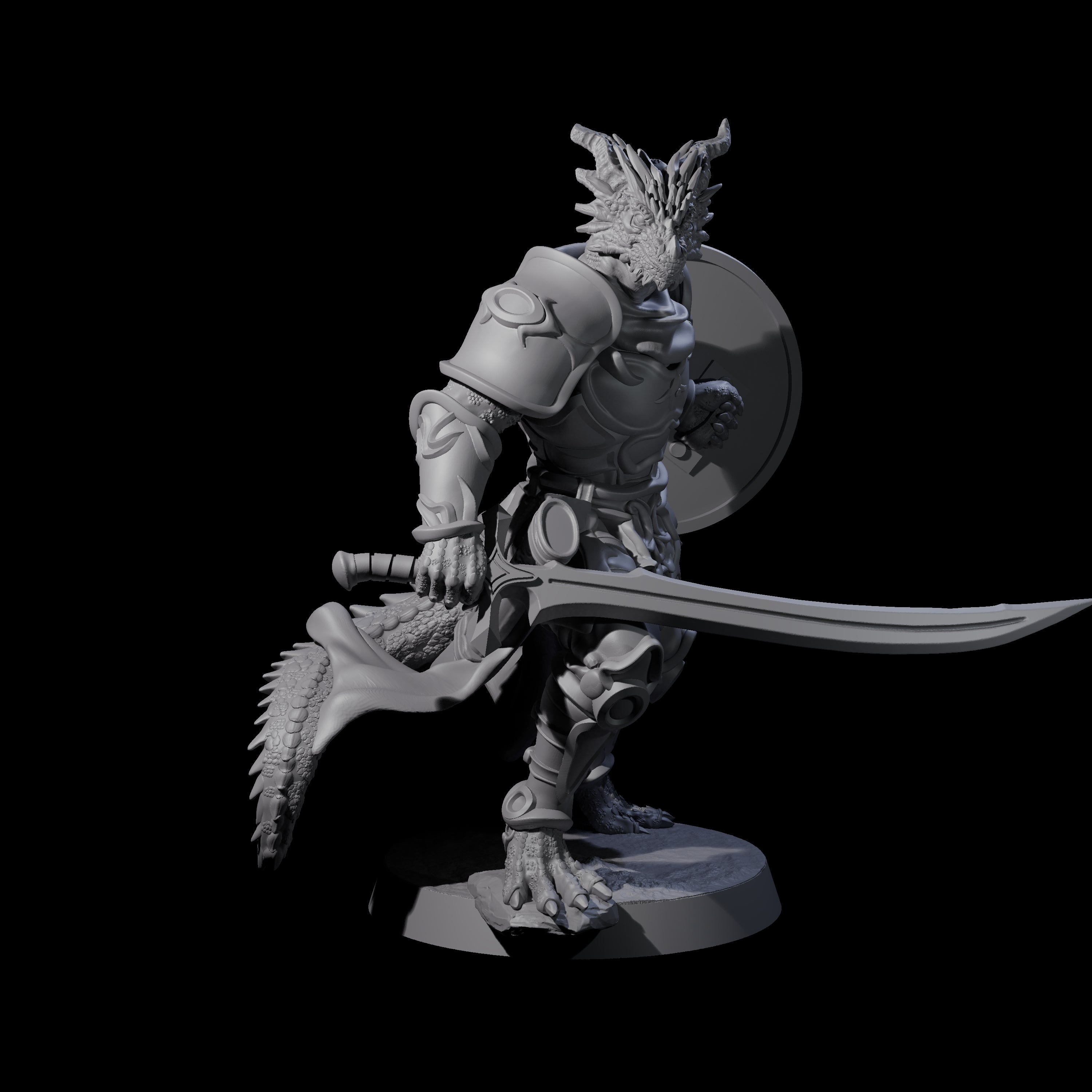Swinging Dragonborn Flameblade B Miniature for Dungeons and Dragons, Pathfinder or other TTRPGs