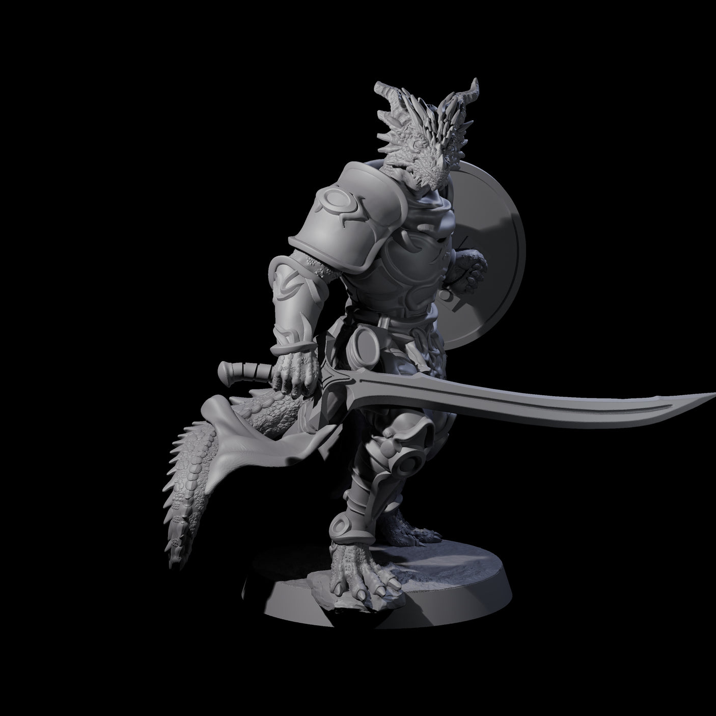 Swinging Dragonborn Flameblade B Miniature for Dungeons and Dragons, Pathfinder or other TTRPGs