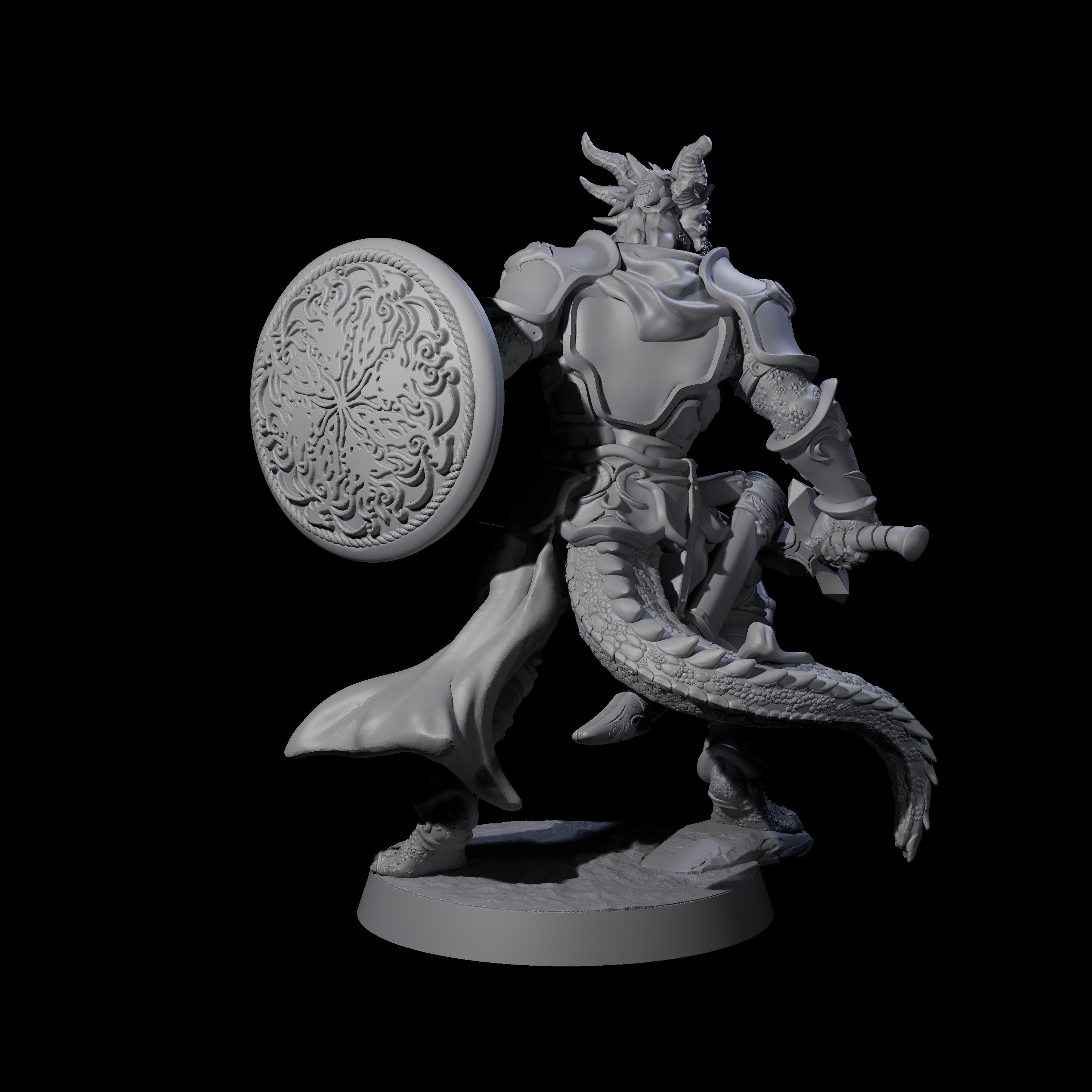 Swinging Dragonborn Flameblade B Miniature for Dungeons and Dragons, Pathfinder or other TTRPGs