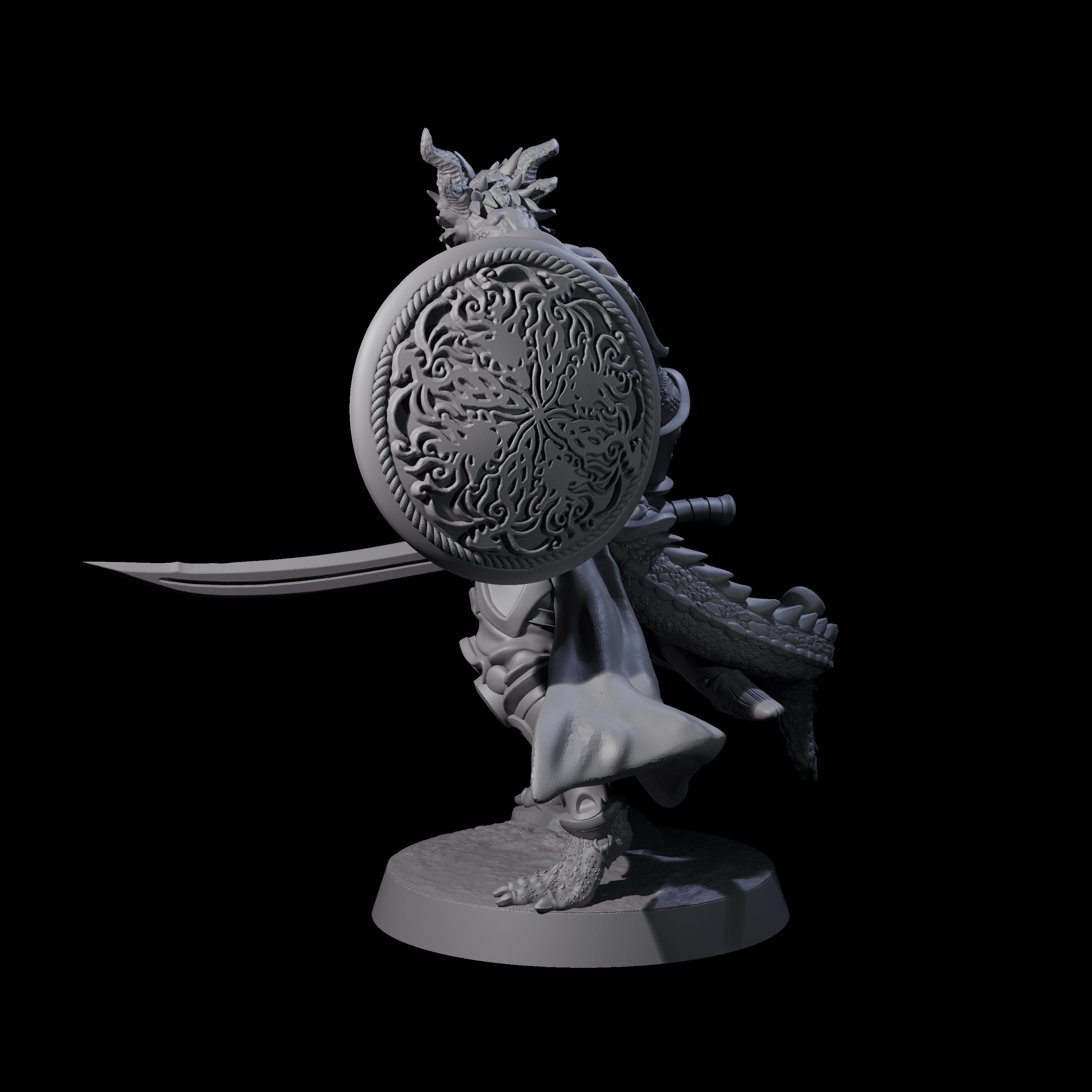 Swinging Dragonborn Flameblade B Miniature for Dungeons and Dragons, Pathfinder or other TTRPGs