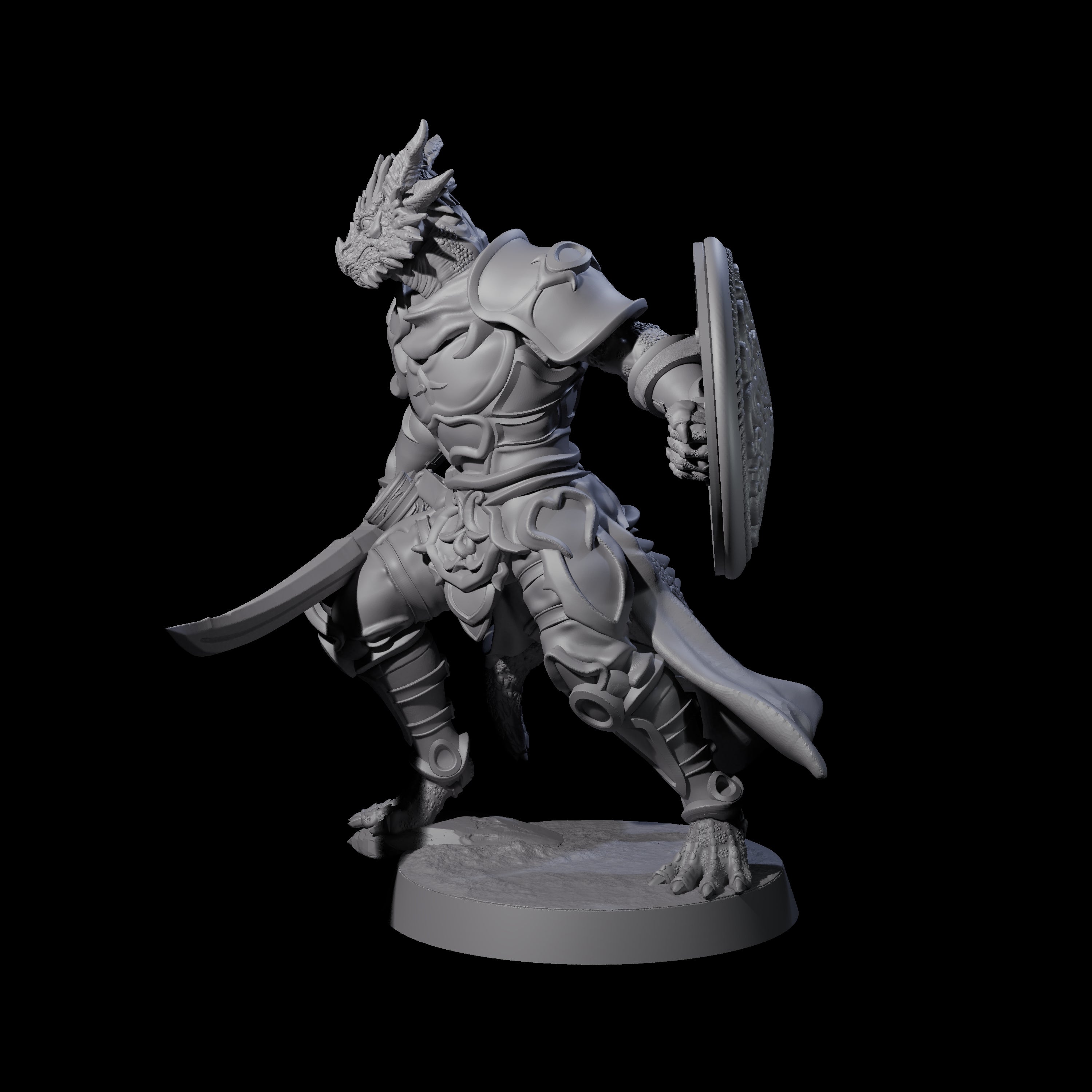 Swinging Dragonborn Flameblade B Miniature for Dungeons and Dragons, Pathfinder or other TTRPGs