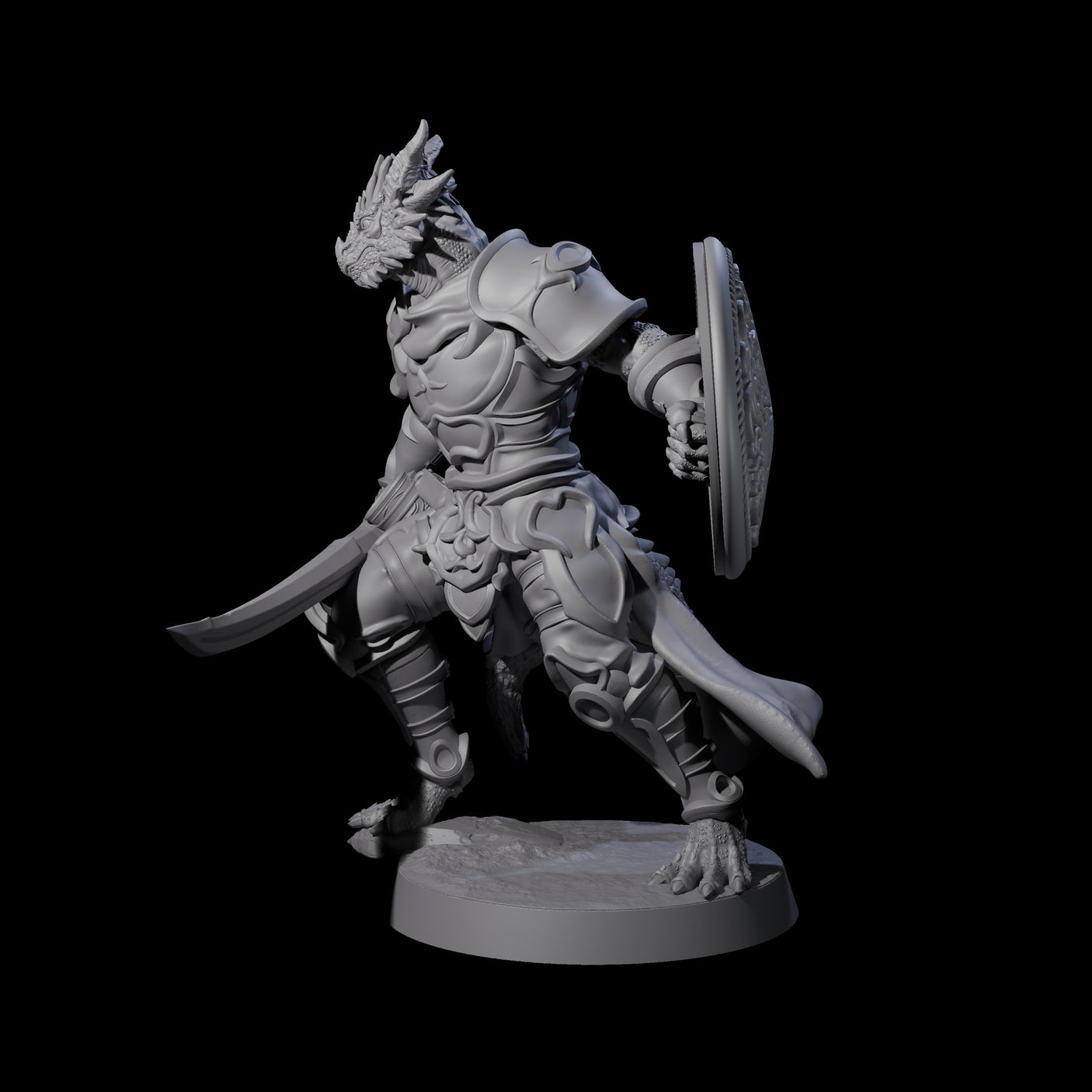 Swinging Dragonborn Flameblade B Miniature for Dungeons and Dragons, Pathfinder or other TTRPGs