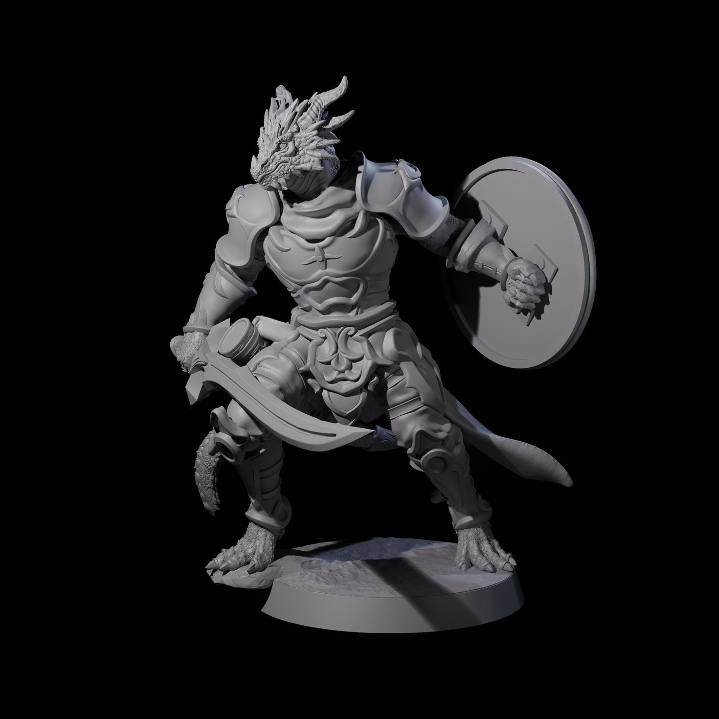 Swinging Dragonborn Flameblade B Miniature for Dungeons and Dragons, Pathfinder or other TTRPGs