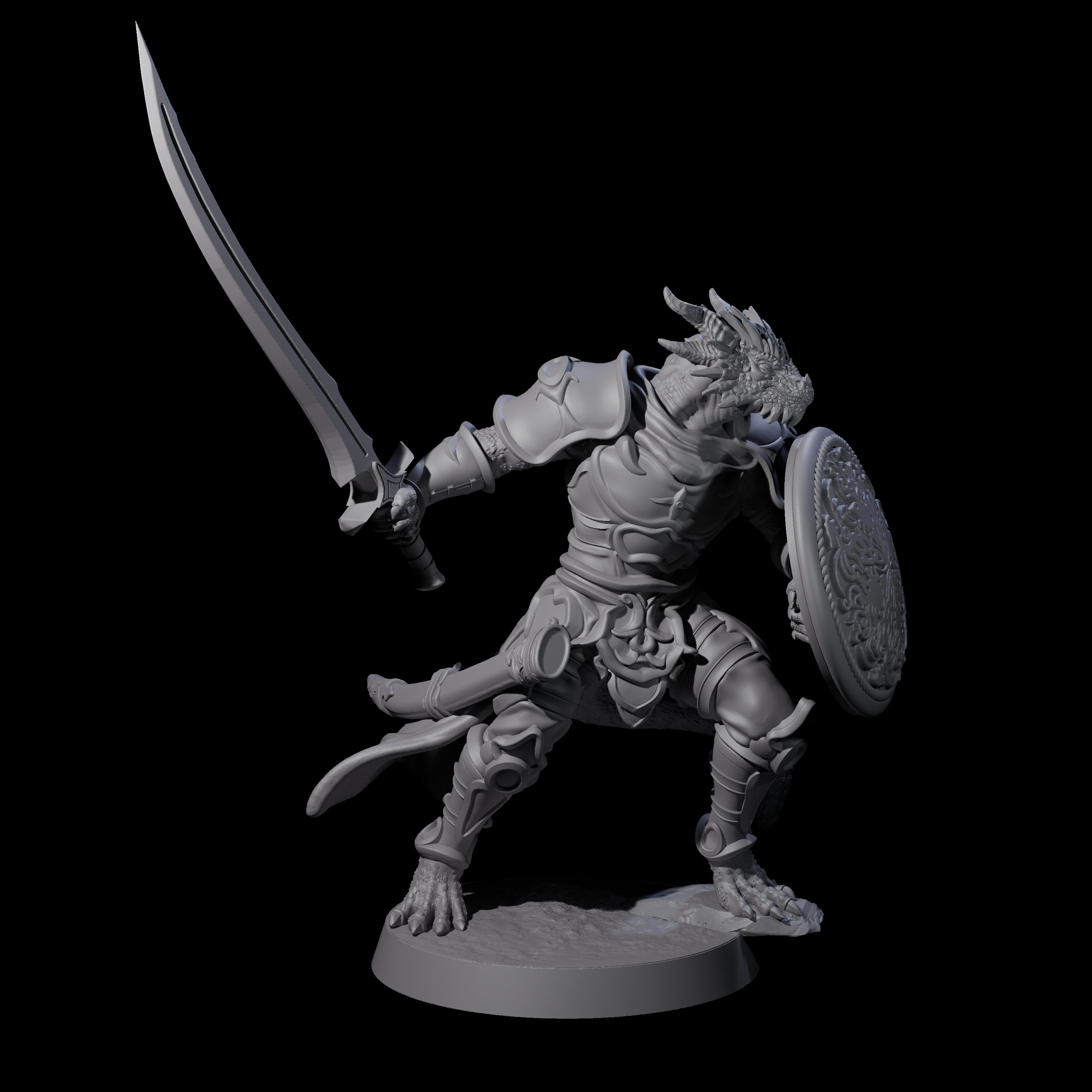 Swinging Dragonborn Flameblade C Miniature for Dungeons and Dragons, Pathfinder or other TTRPGs