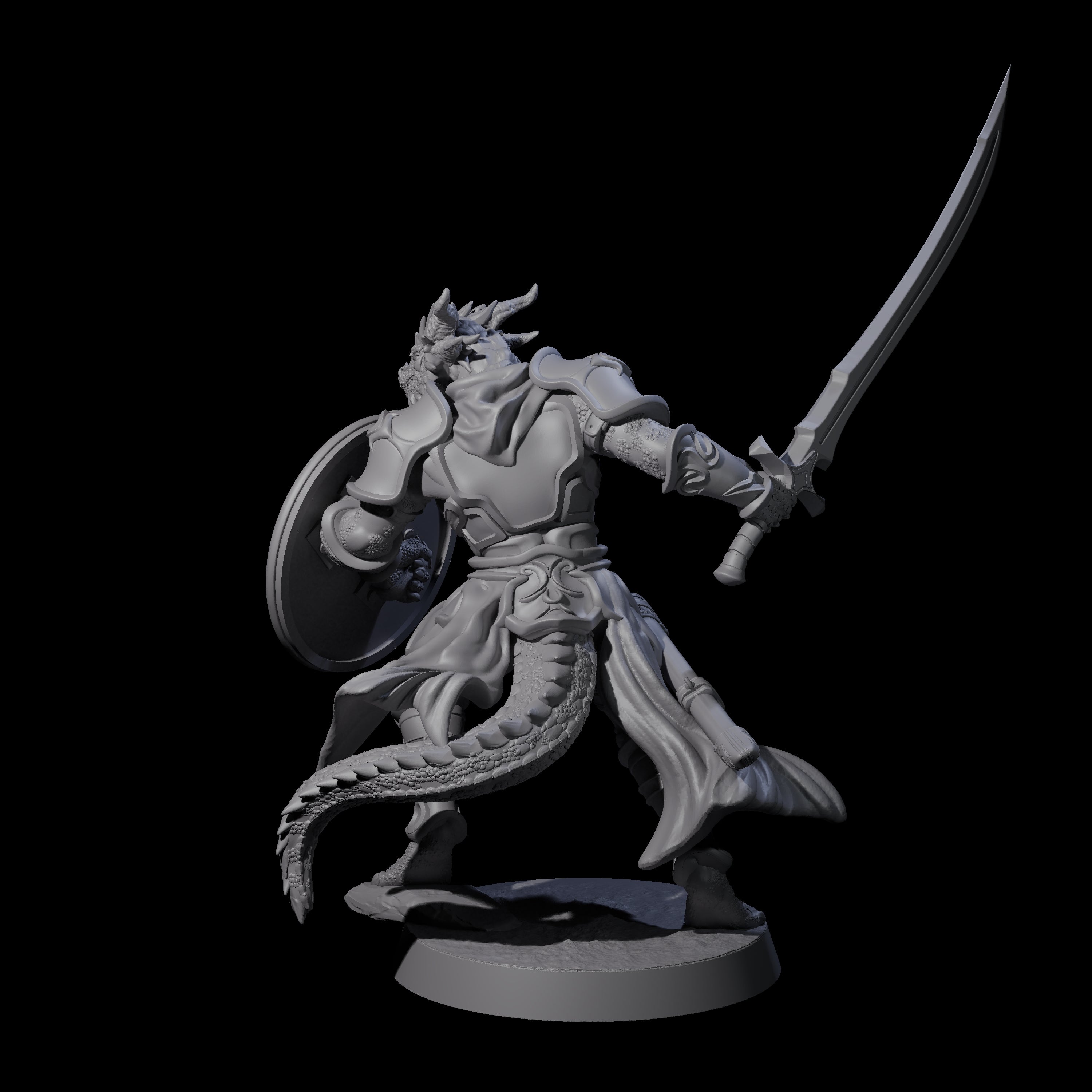 Swinging Dragonborn Flameblade C Miniature for Dungeons and Dragons, Pathfinder or other TTRPGs