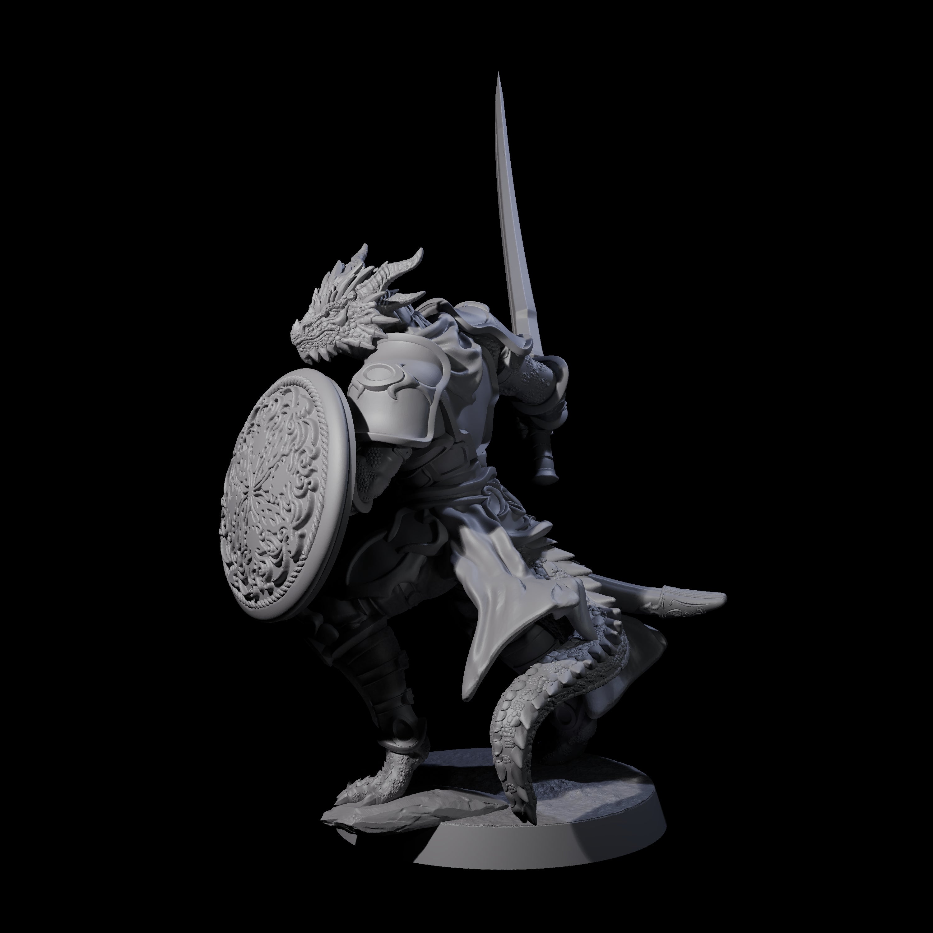 Swinging Dragonborn Flameblade C Miniature for Dungeons and Dragons, Pathfinder or other TTRPGs