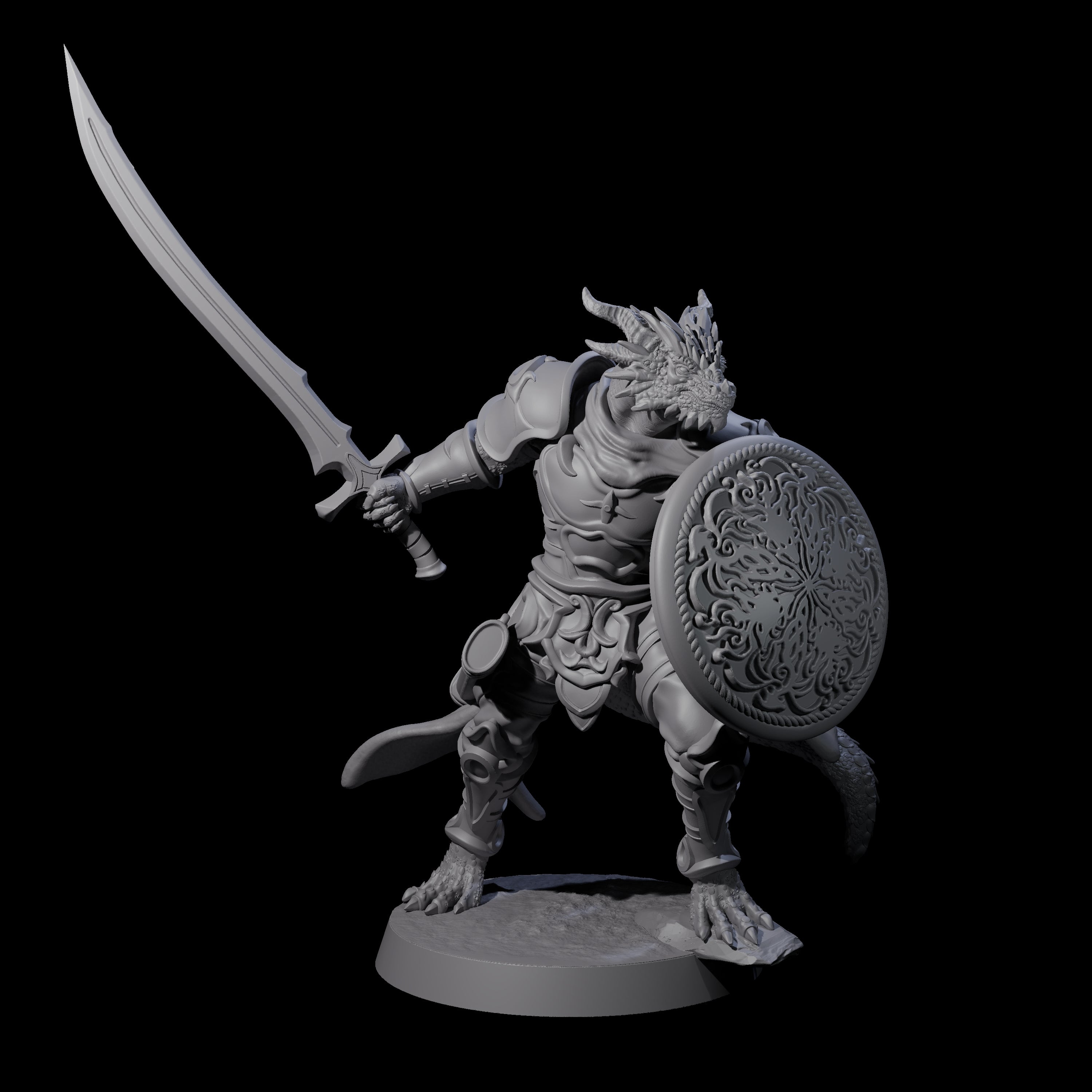 Swinging Dragonborn Flameblade C Miniature for Dungeons and Dragons, Pathfinder or other TTRPGs