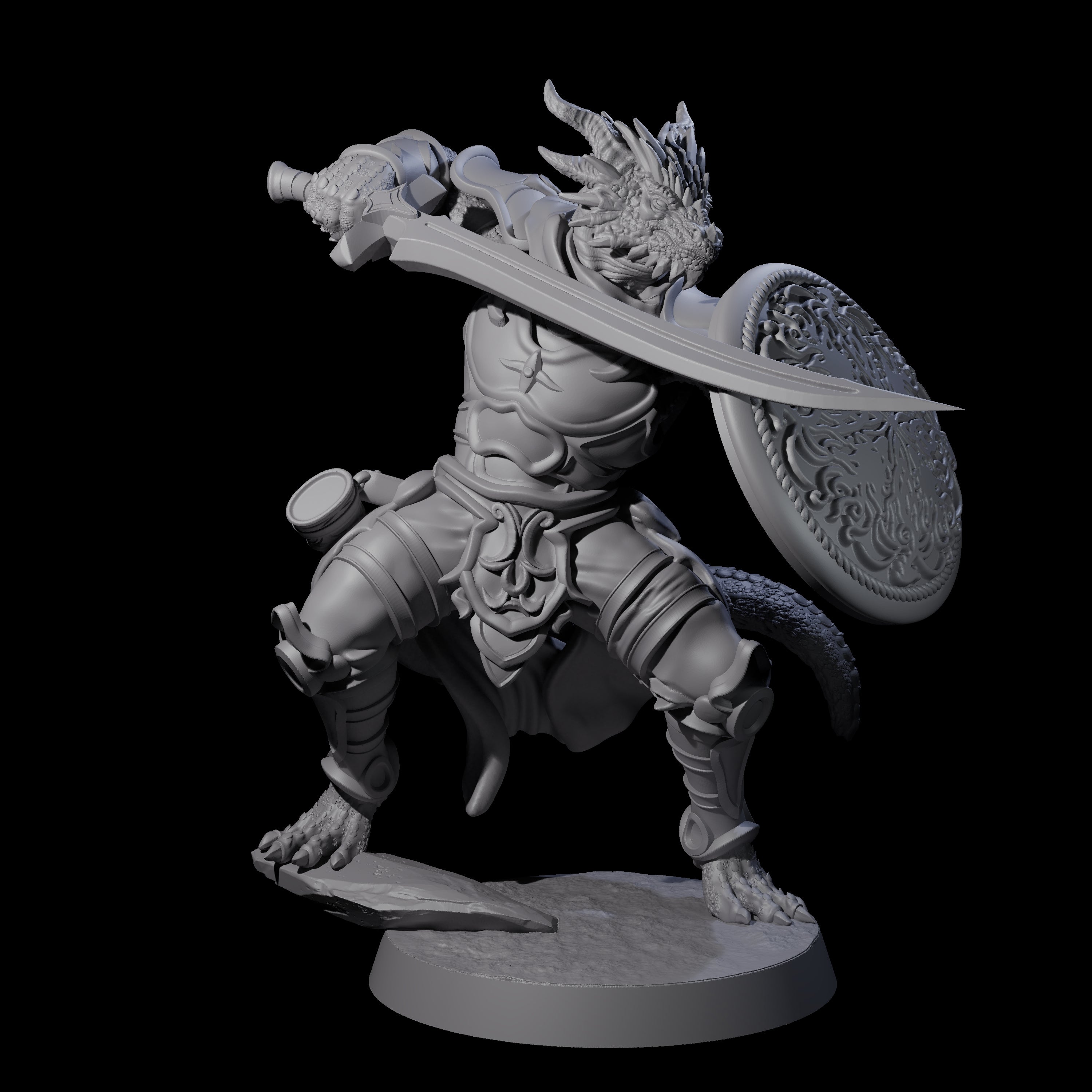 Swinging Dragonborn Flameblade D Miniature for Dungeons and Dragons, Pathfinder or other TTRPGs