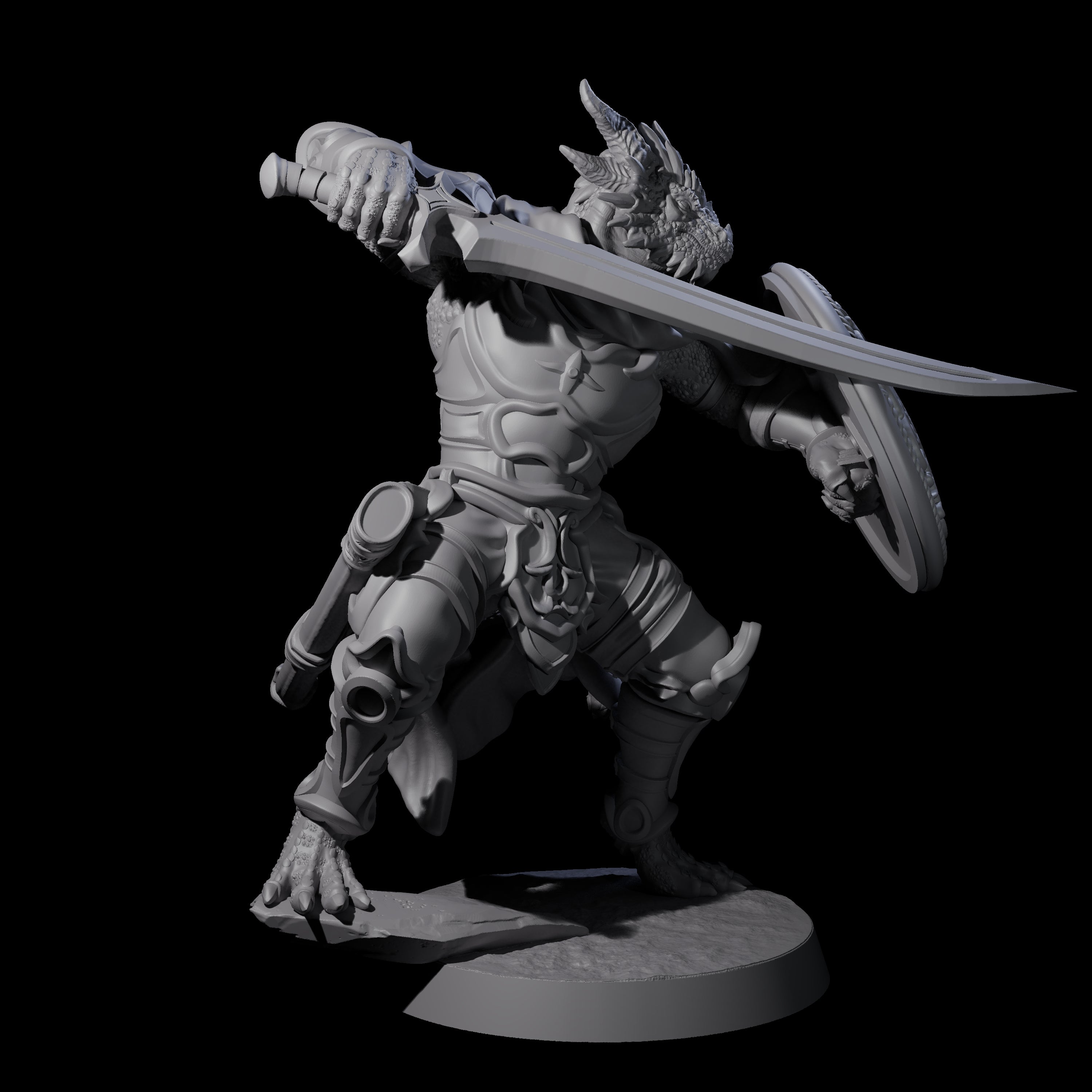 Swinging Dragonborn Flameblade D Miniature for Dungeons and Dragons, Pathfinder or other TTRPGs