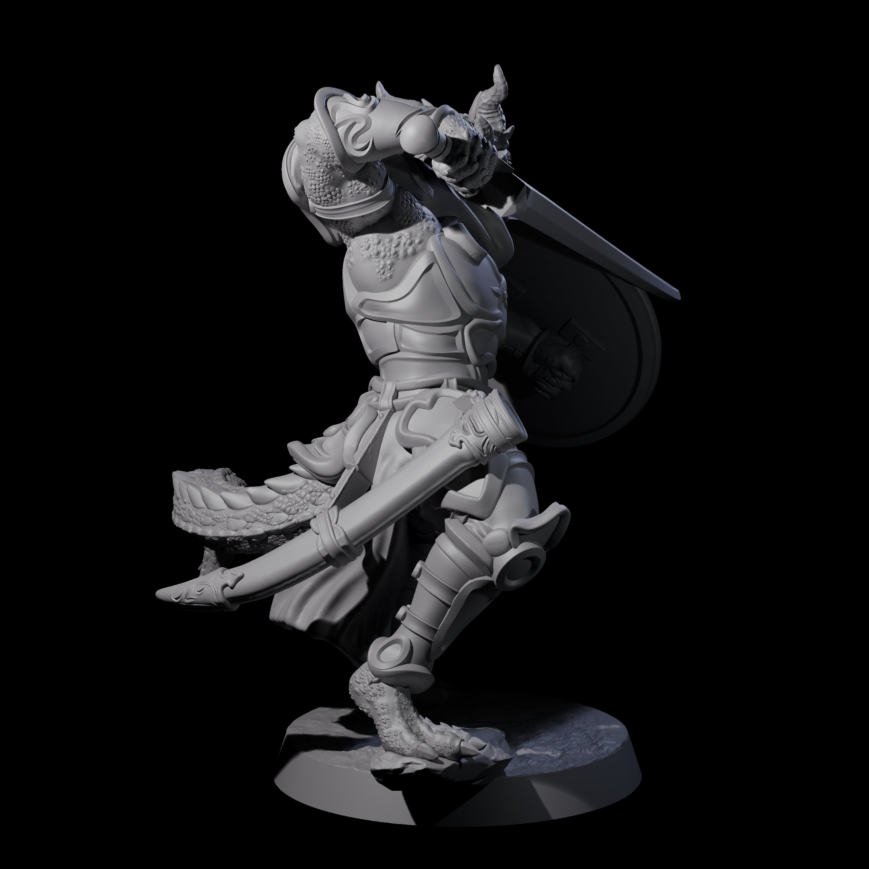 Swinging Dragonborn Flameblade D Miniature for Dungeons and Dragons, Pathfinder or other TTRPGs