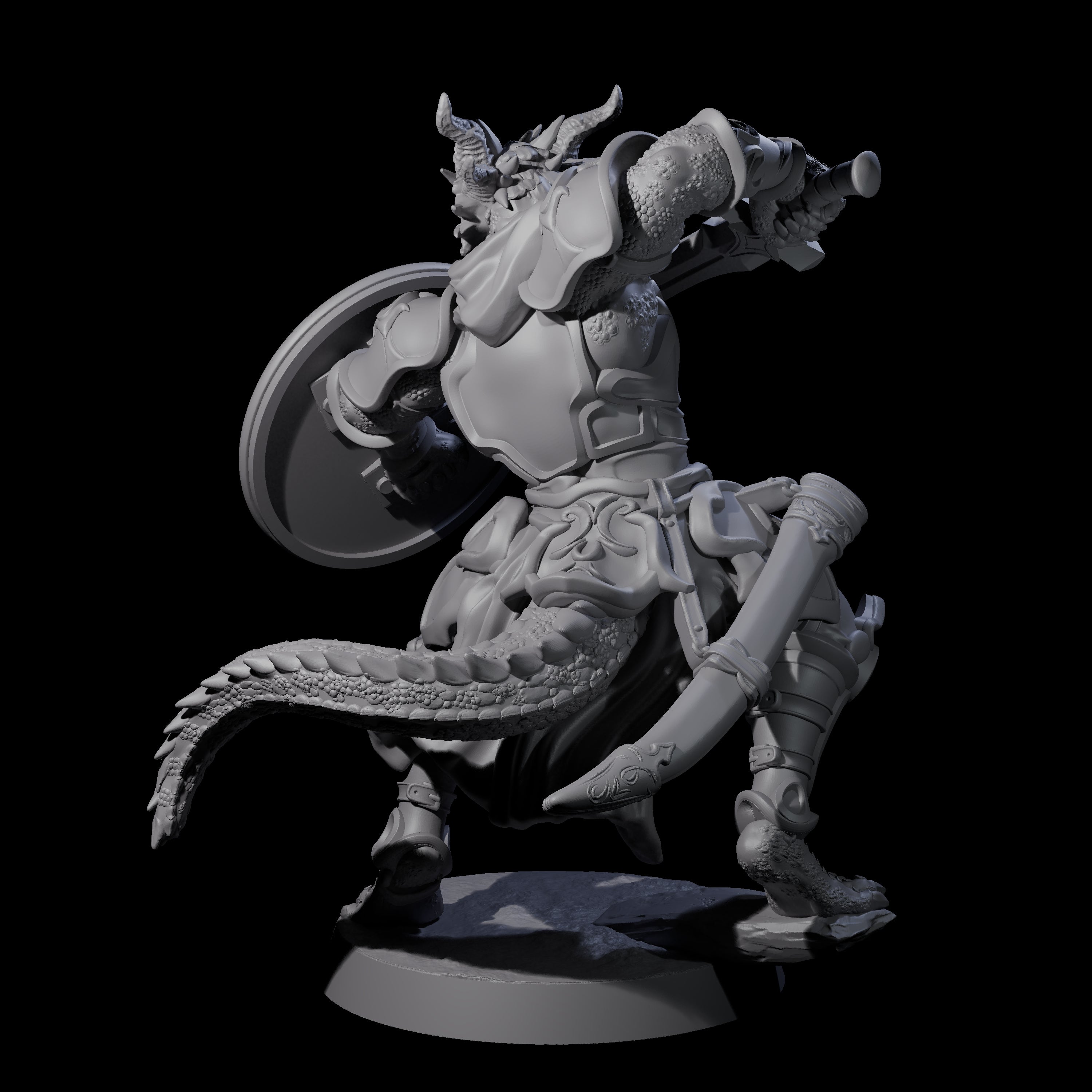 Swinging Dragonborn Flameblade D Miniature for Dungeons and Dragons, Pathfinder or other TTRPGs