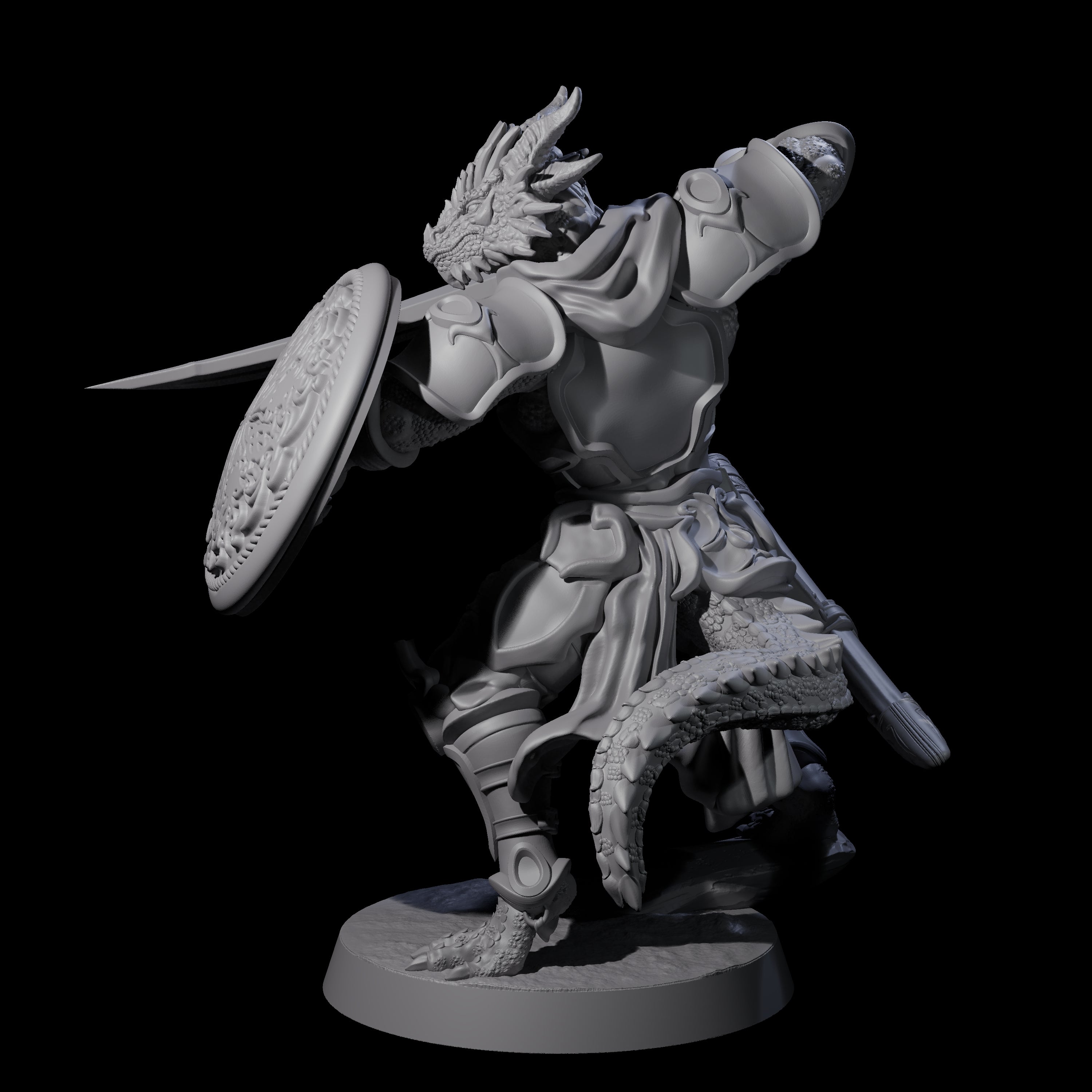 Swinging Dragonborn Flameblade D Miniature for Dungeons and Dragons, Pathfinder or other TTRPGs