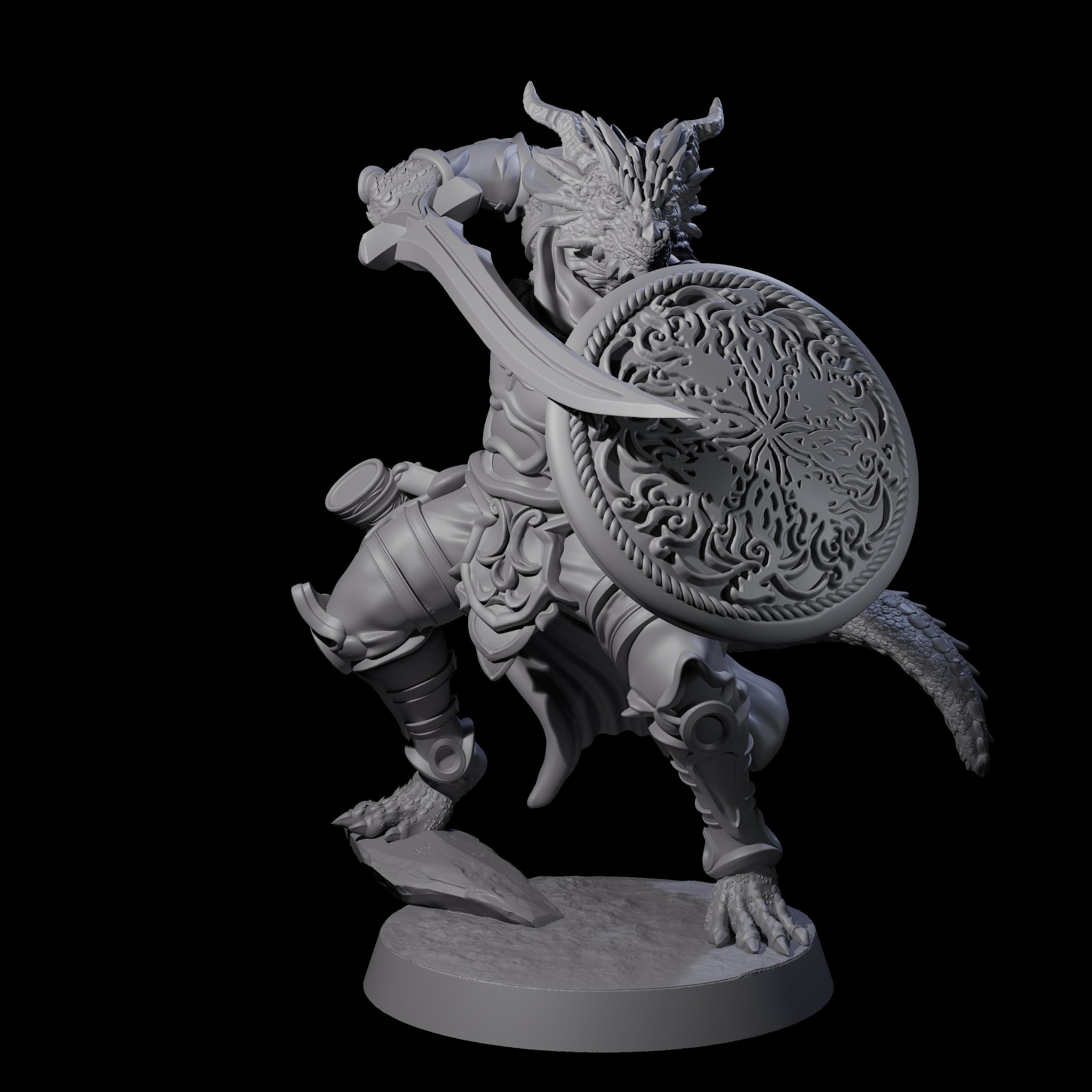 Swinging Dragonborn Flameblade D Miniature for Dungeons and Dragons, Pathfinder or other TTRPGs