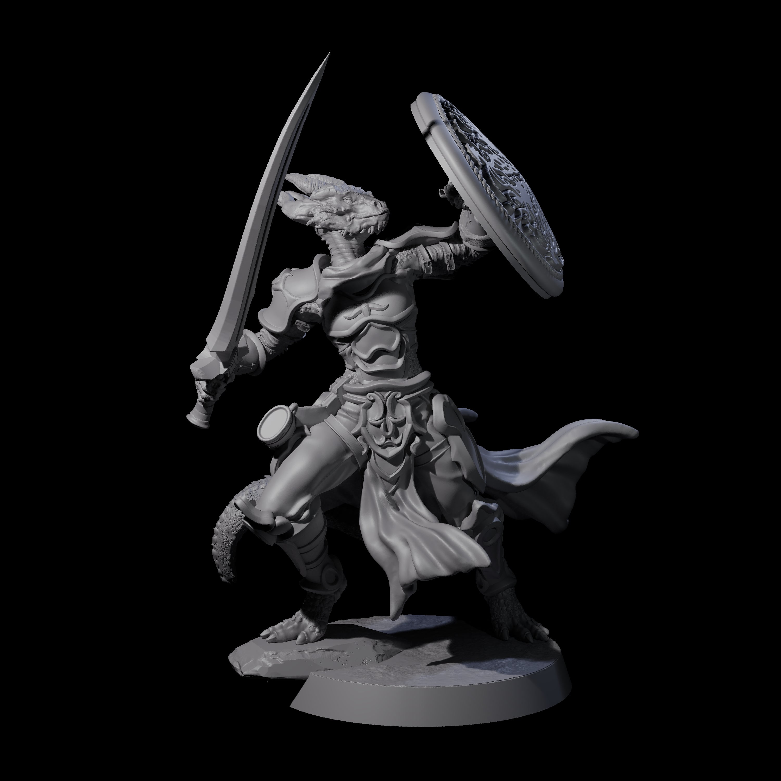 Swinging Dragonborn Flameblade E Miniature for Dungeons and Dragons, Pathfinder or other TTRPGs
