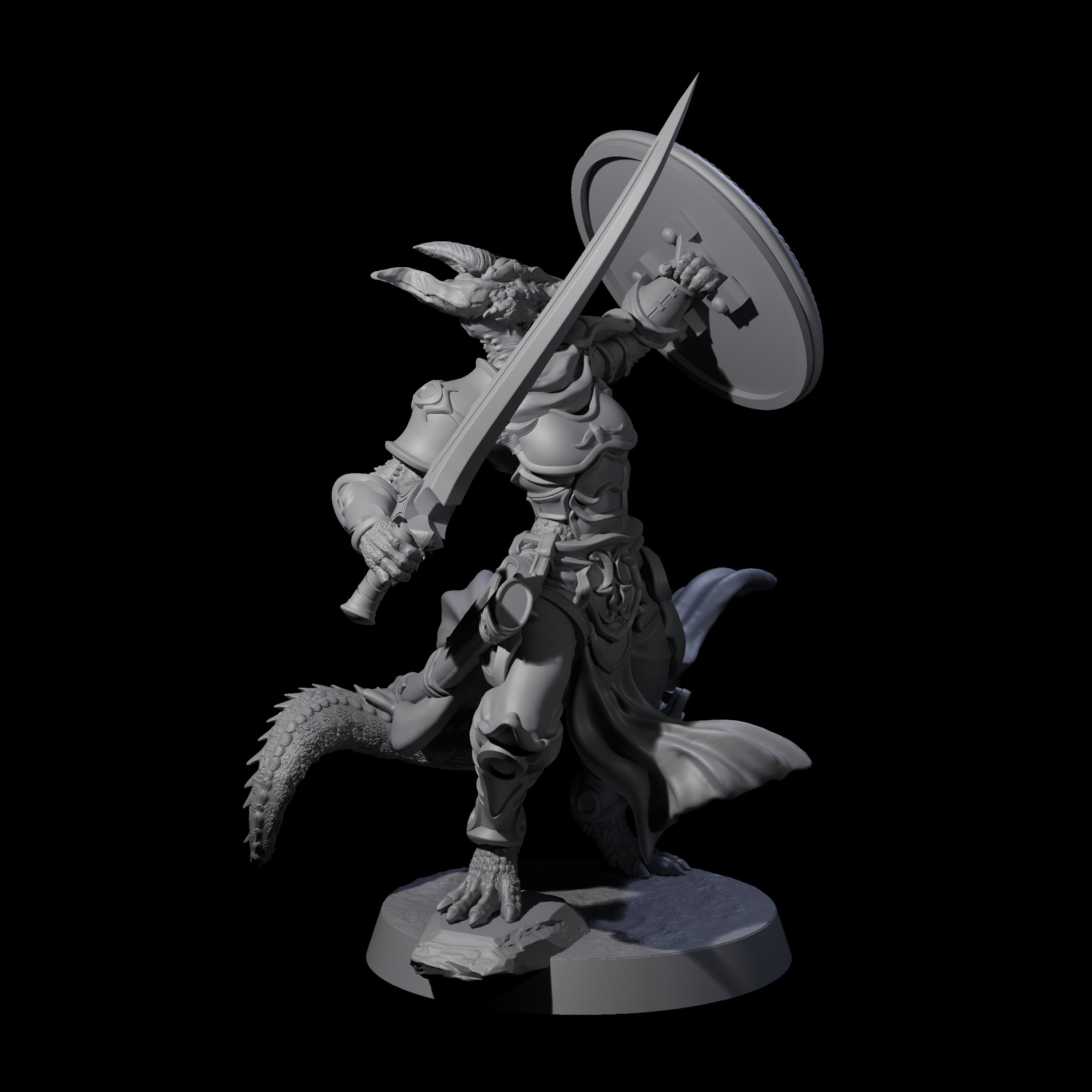 Swinging Dragonborn Flameblade E Miniature for Dungeons and Dragons, Pathfinder or other TTRPGs