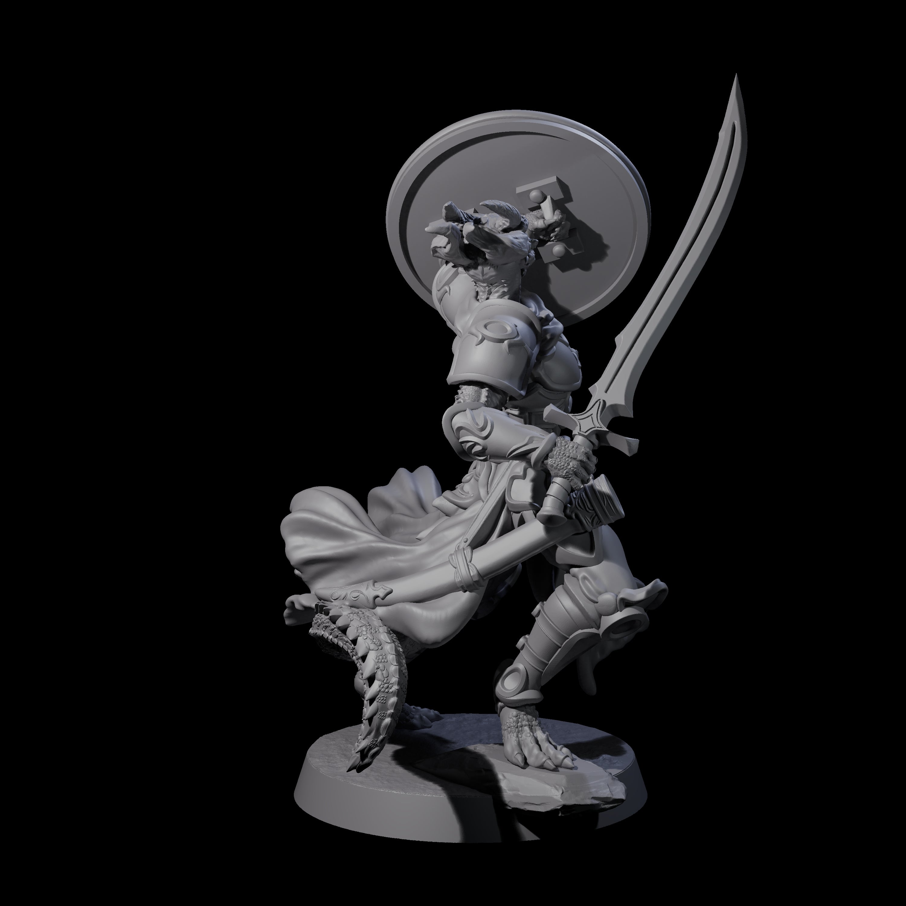 Swinging Dragonborn Flameblade E Miniature for Dungeons and Dragons, Pathfinder or other TTRPGs