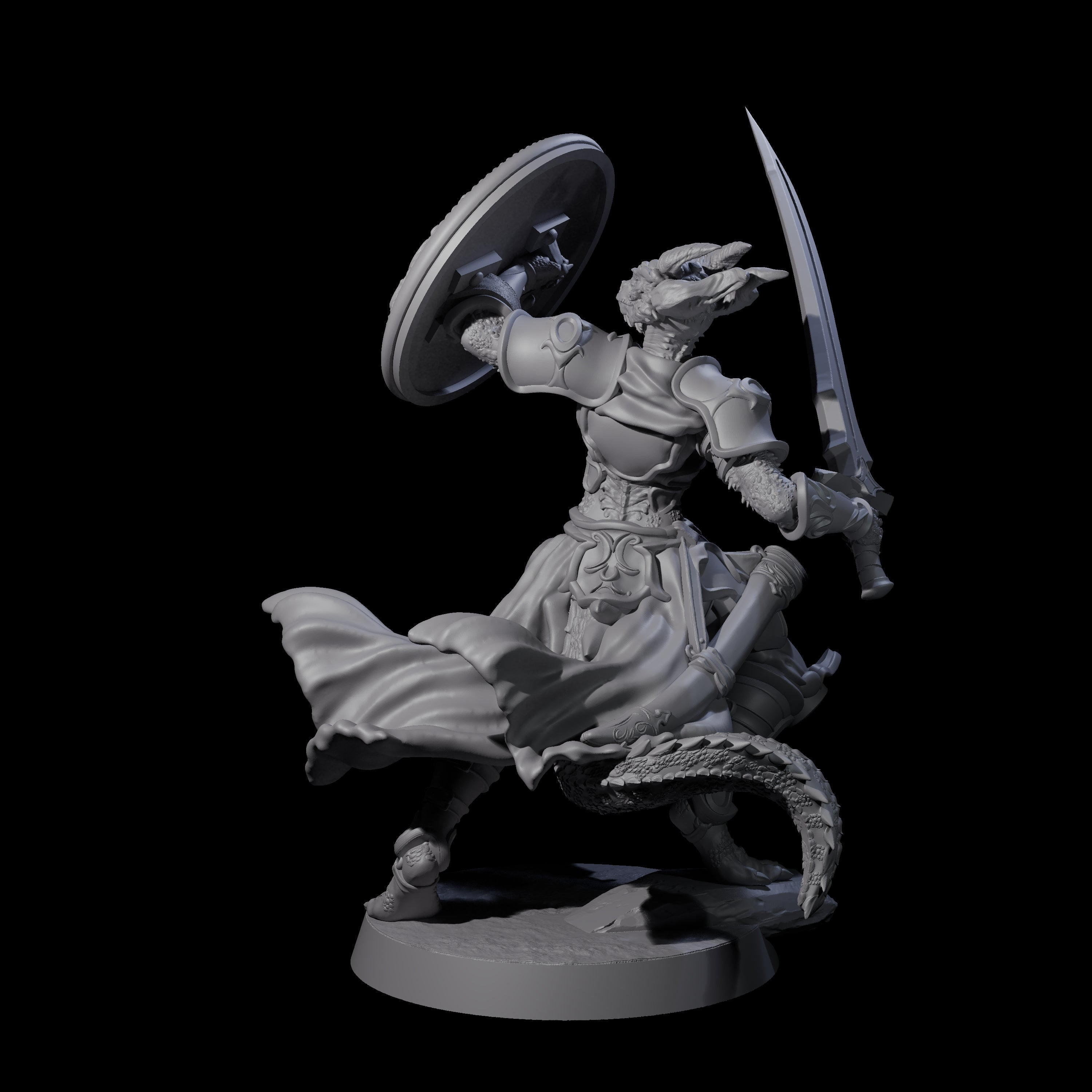 Swinging Dragonborn Flameblade E Miniature for Dungeons and Dragons, Pathfinder or other TTRPGs