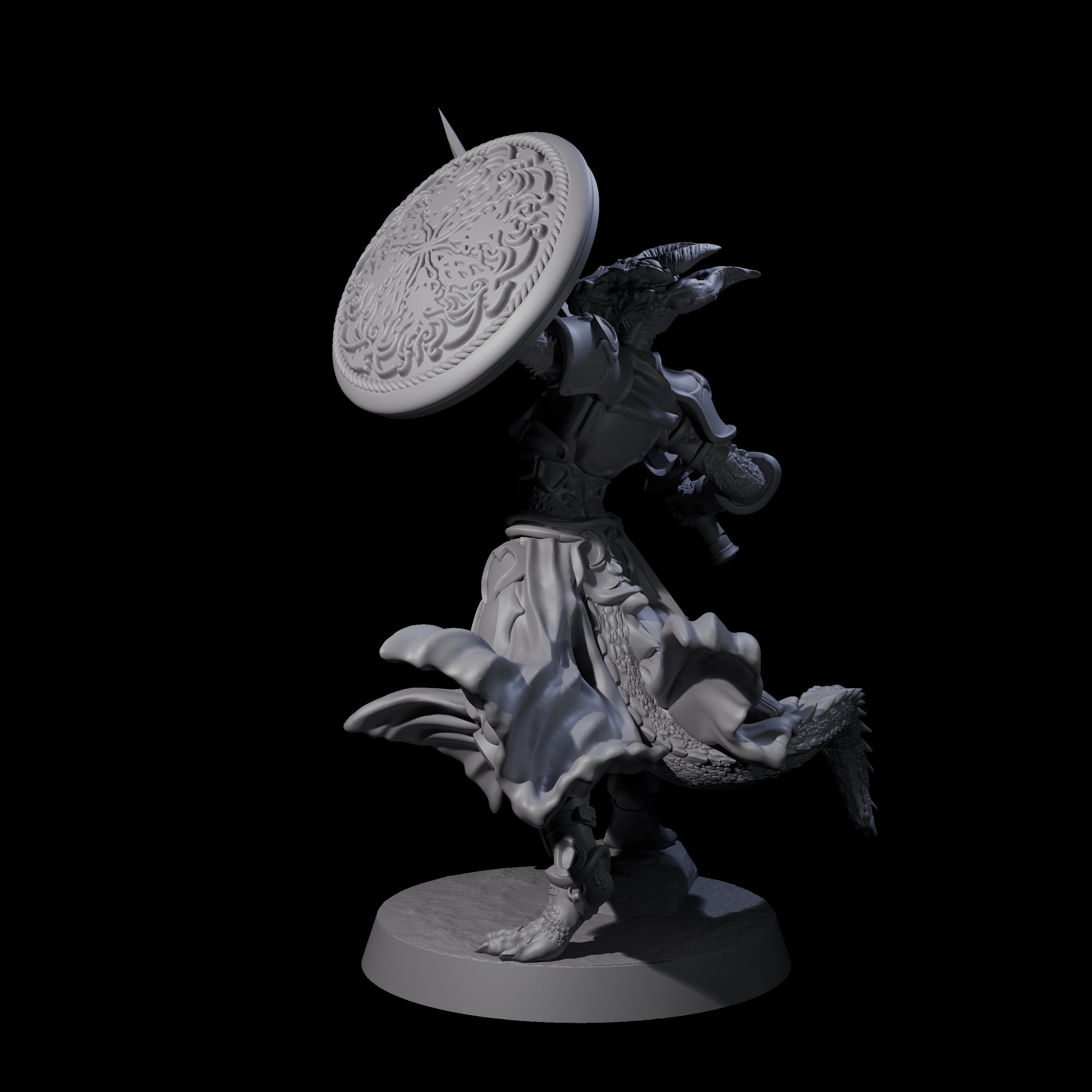 Swinging Dragonborn Flameblade E Miniature for Dungeons and Dragons, Pathfinder or other TTRPGs