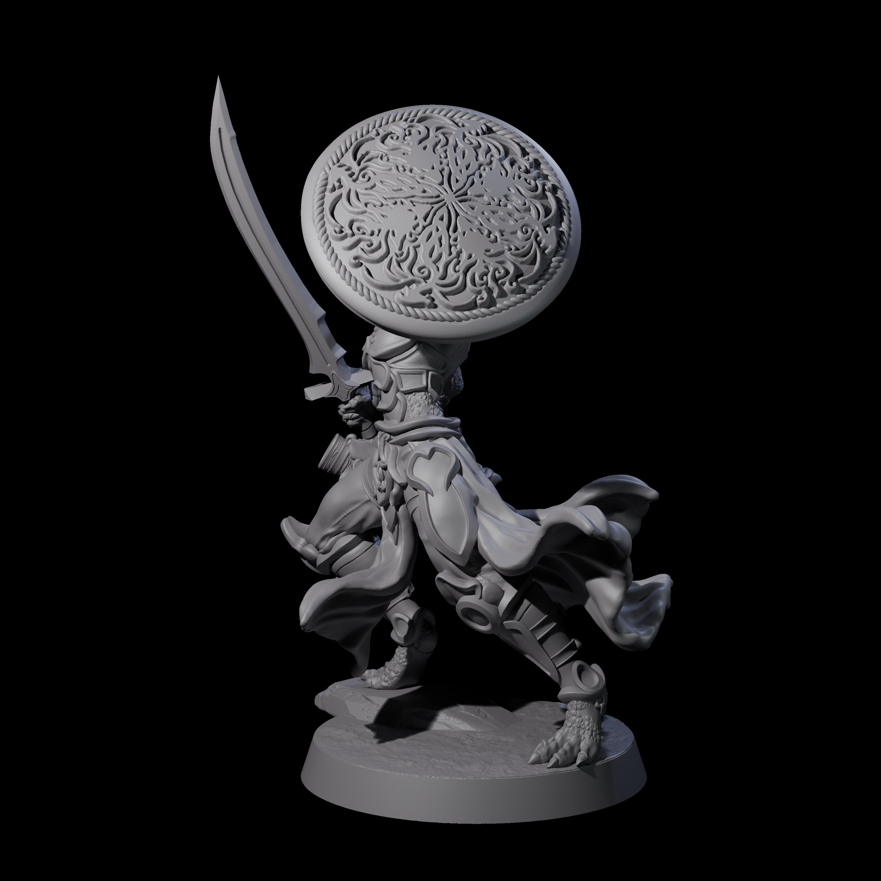 Swinging Dragonborn Flameblade E Miniature for Dungeons and Dragons, Pathfinder or other TTRPGs