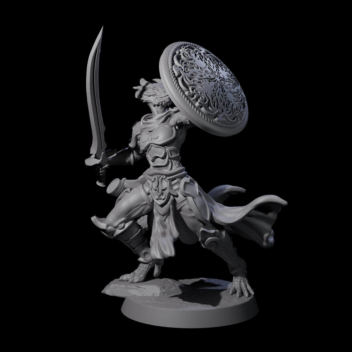Swinging Dragonborn Flameblade E Miniature for Dungeons and Dragons, Pathfinder or other TTRPGs