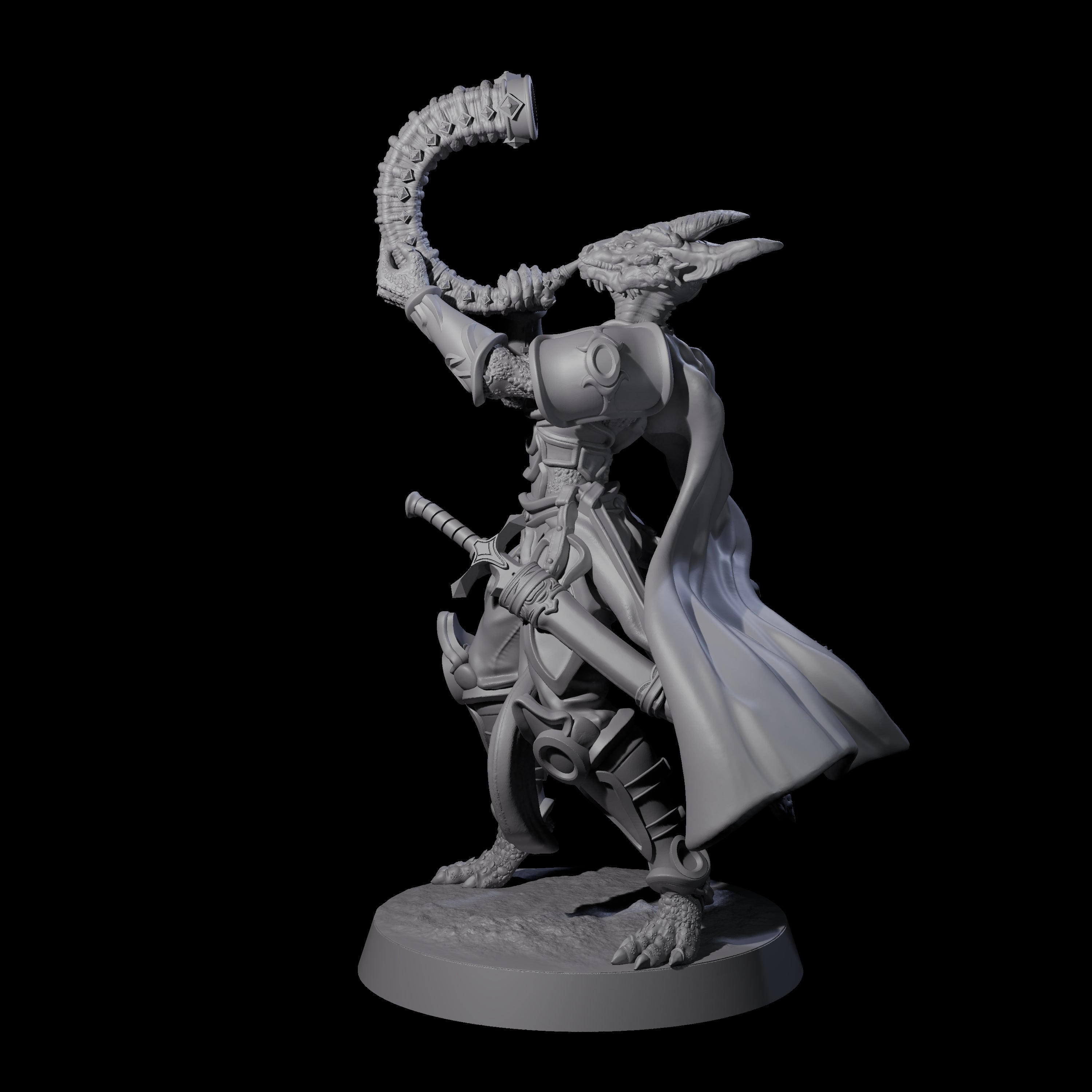 Swinging Dragonborn Flameblade F Miniature for Dungeons and Dragons, Pathfinder or other TTRPGs