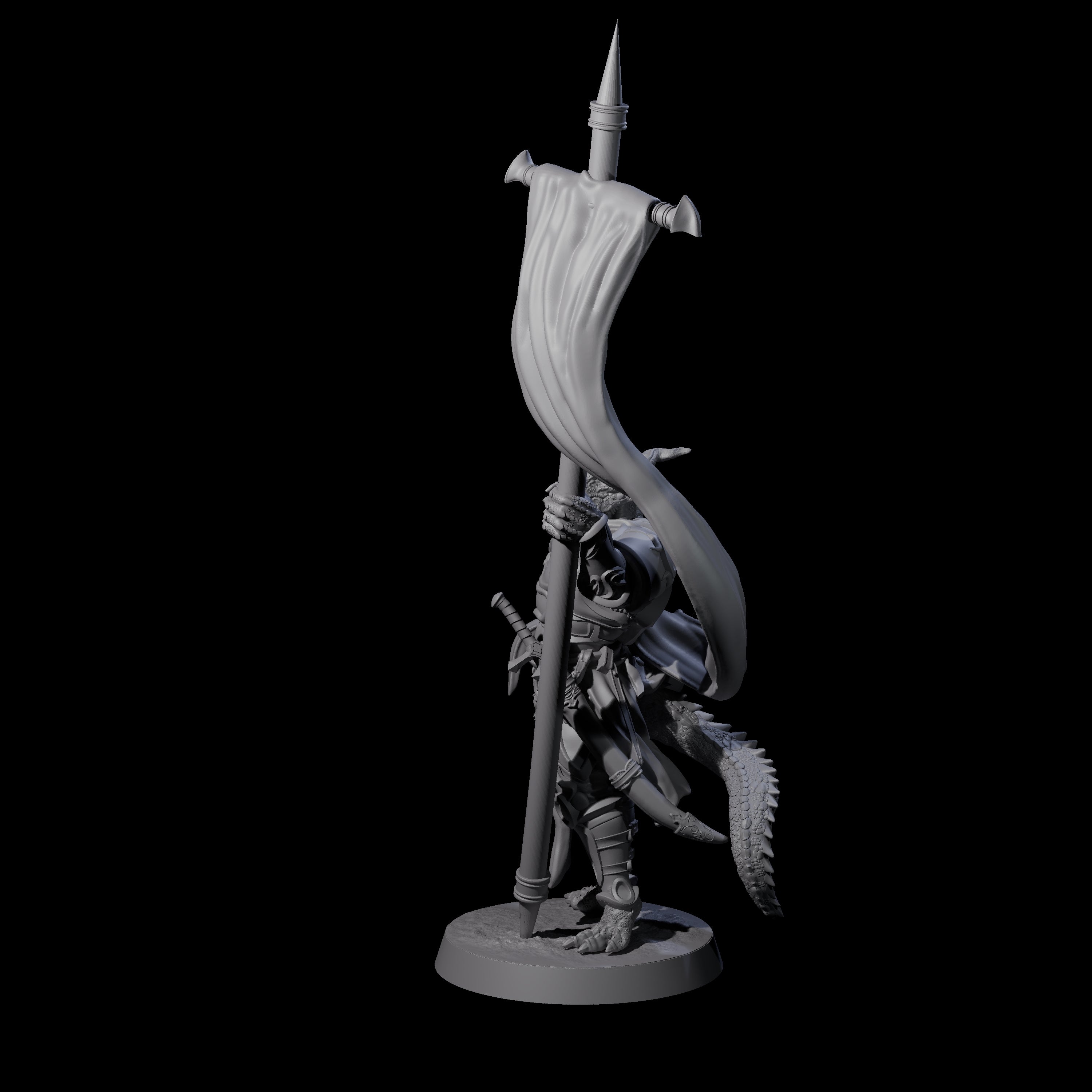 Swinging Dragonborn Flameblade G Miniature for Dungeons and Dragons, Pathfinder or other TTRPGs