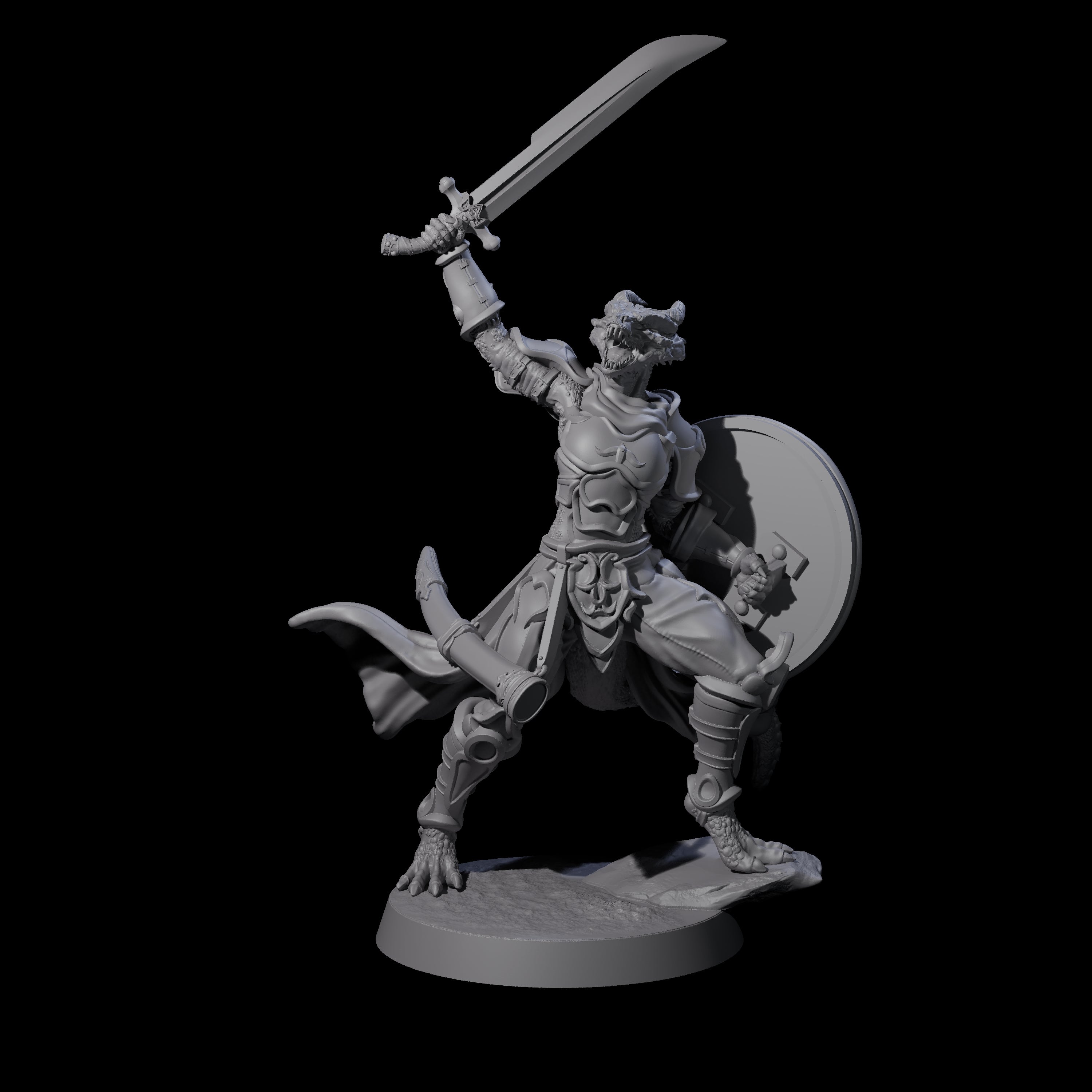 Swinging Dragonborn Flameblade H Miniature for Dungeons and Dragons, Pathfinder or other TTRPGs