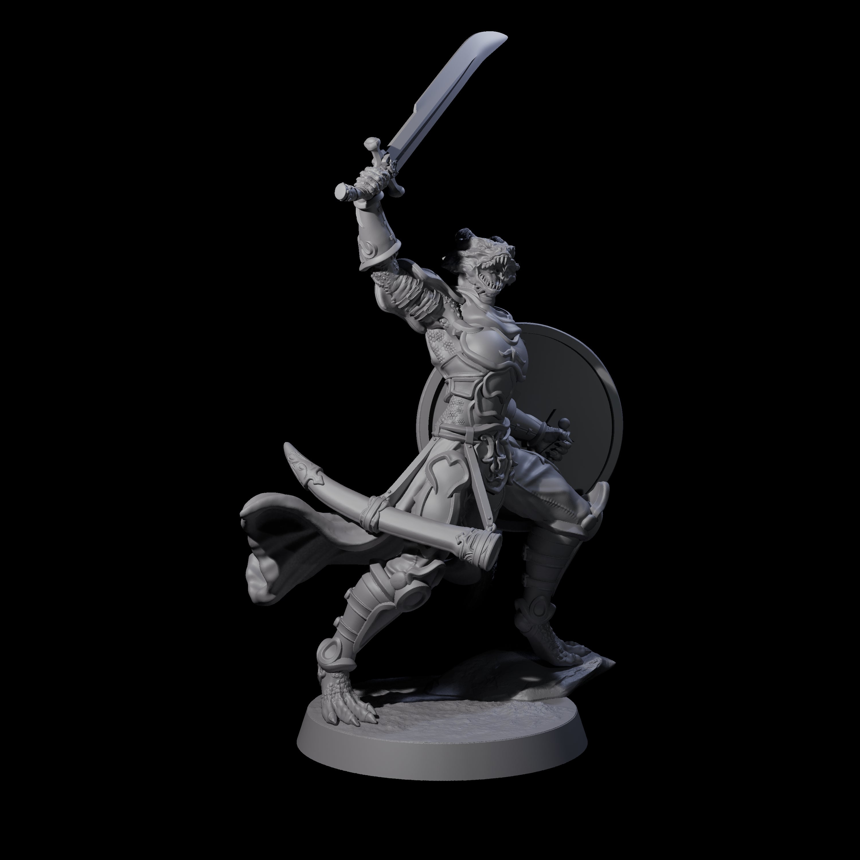 Swinging Dragonborn Flameblade H Miniature for Dungeons and Dragons, Pathfinder or other TTRPGs