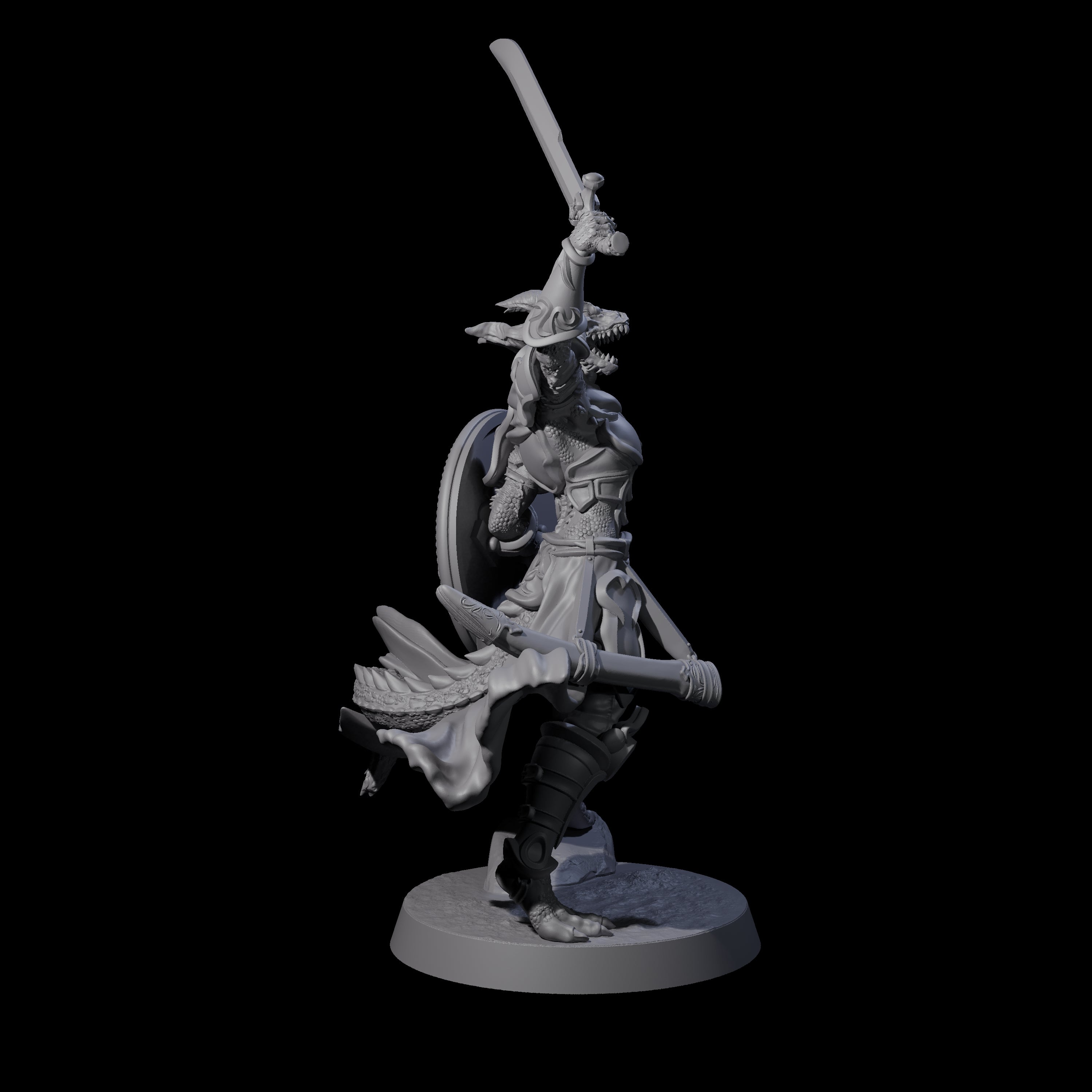 Swinging Dragonborn Flameblade H Miniature for Dungeons and Dragons, Pathfinder or other TTRPGs