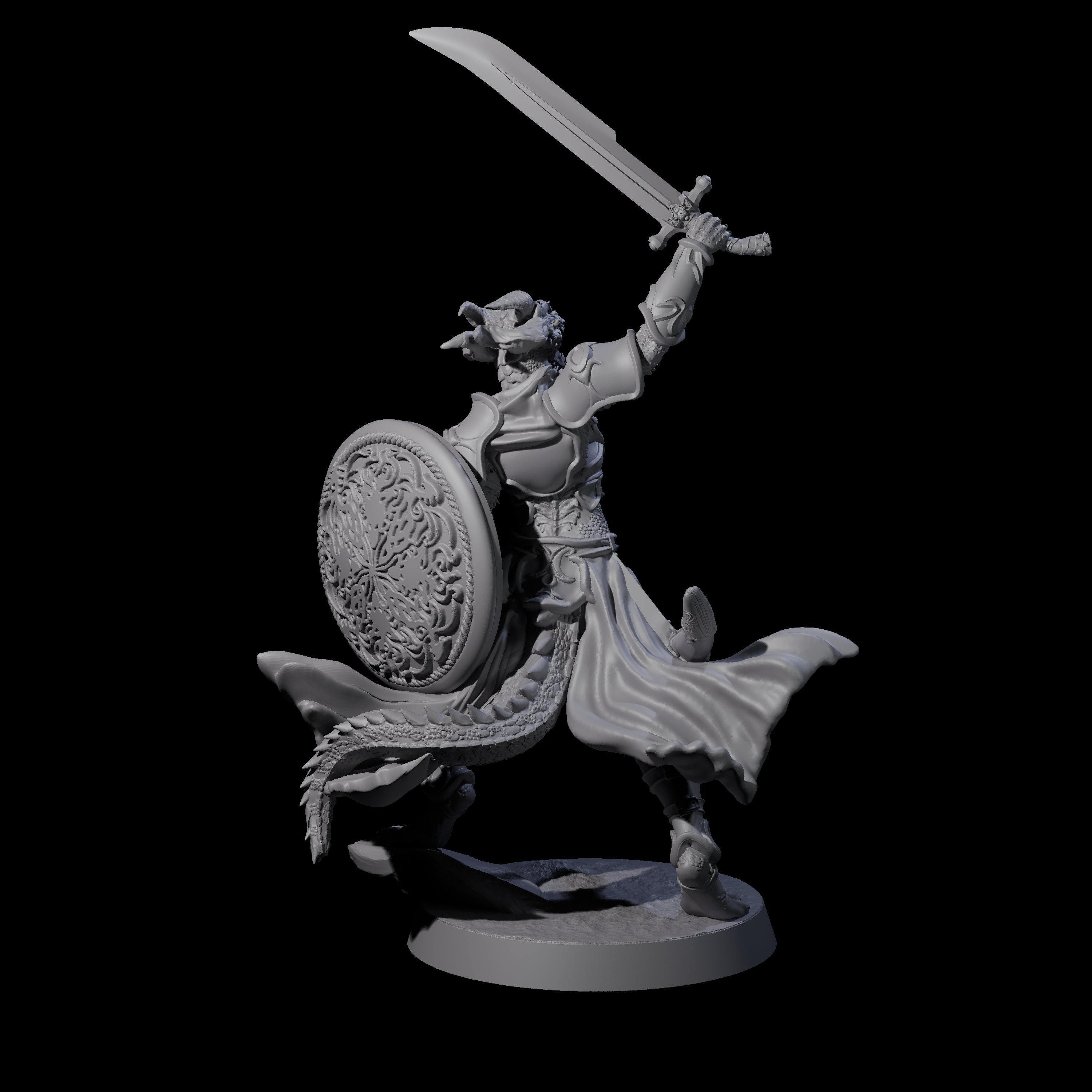 Swinging Dragonborn Flameblade H Miniature for Dungeons and Dragons, Pathfinder or other TTRPGs