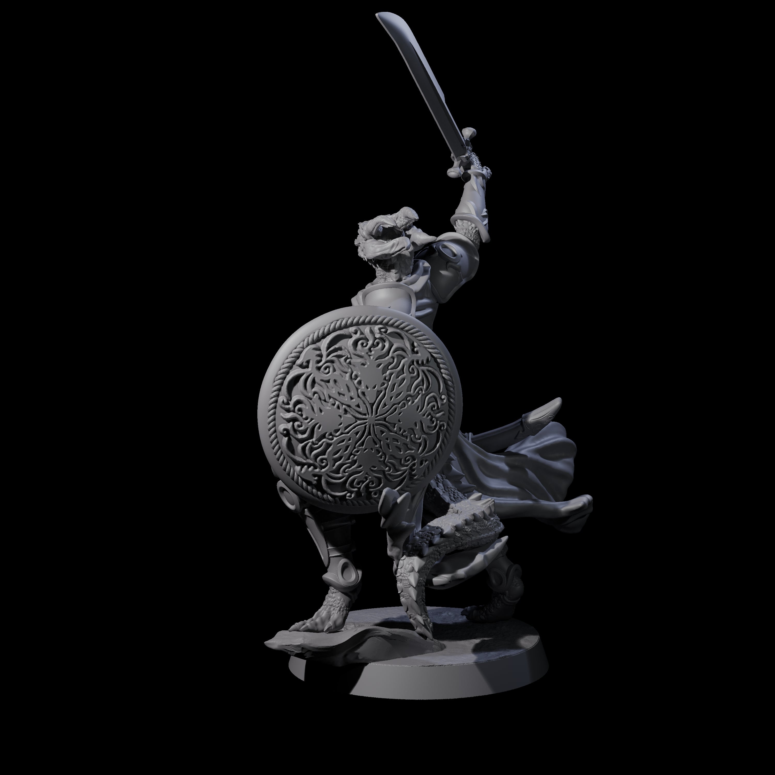 Swinging Dragonborn Flameblade H Miniature for Dungeons and Dragons, Pathfinder or other TTRPGs