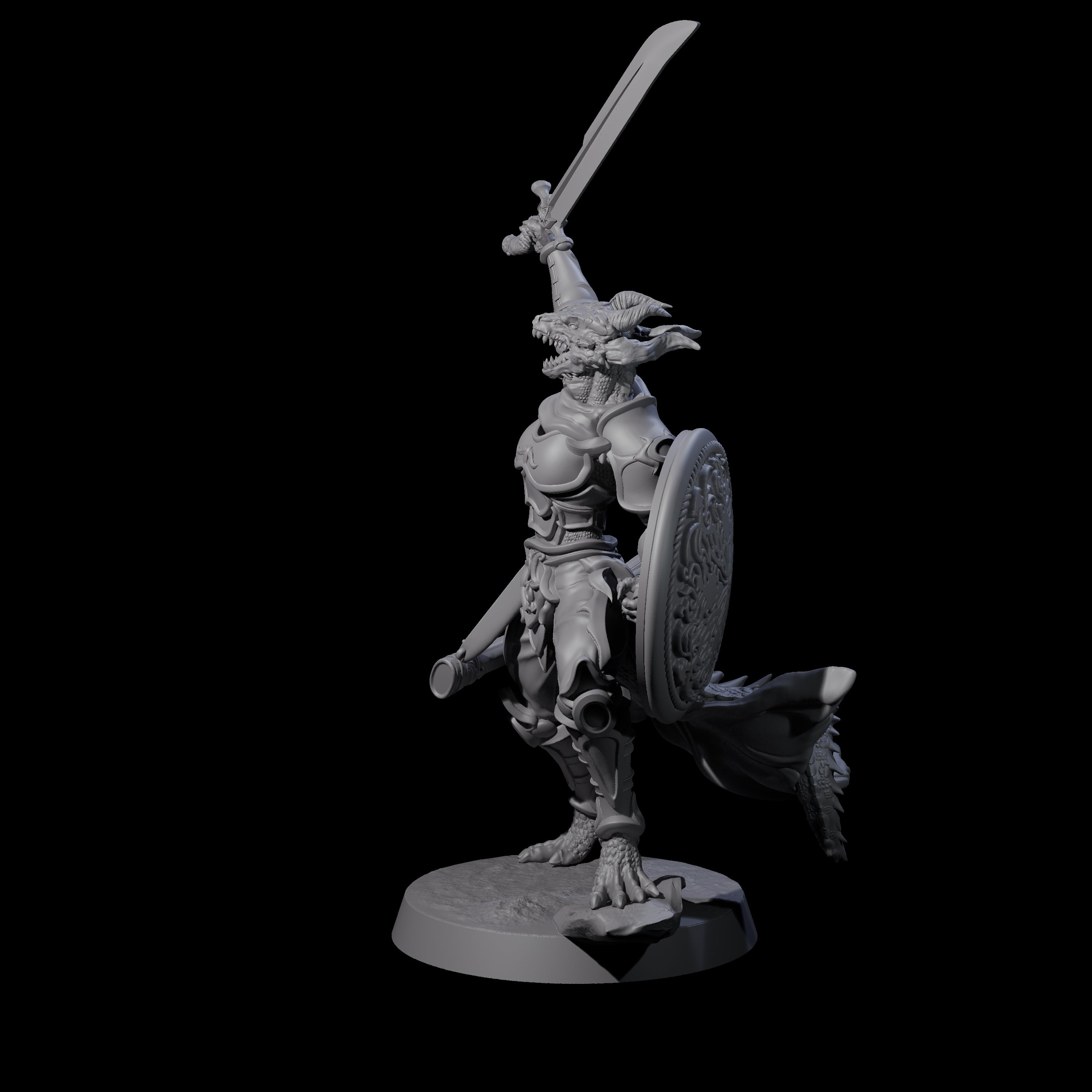 Swinging Dragonborn Flameblade H Miniature for Dungeons and Dragons, Pathfinder or other TTRPGs