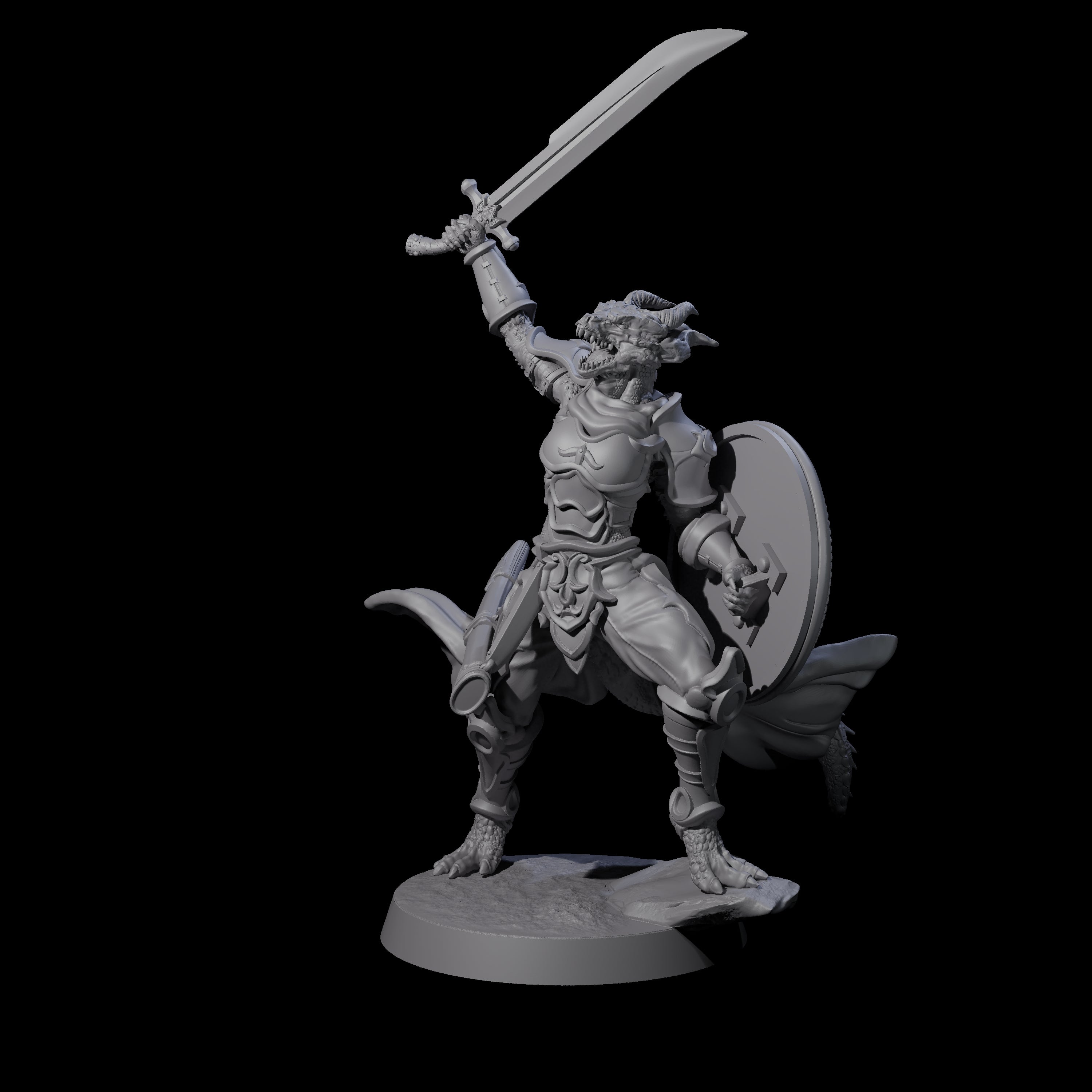 Swinging Dragonborn Flameblade H Miniature for Dungeons and Dragons, Pathfinder or other TTRPGs