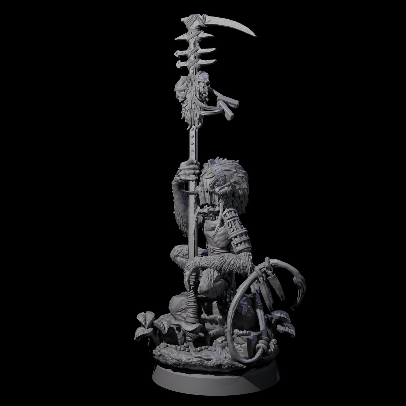 Swinging Hazodee Shaman B Miniature for Dungeons and Dragons, Pathfinder or other TTRPGs