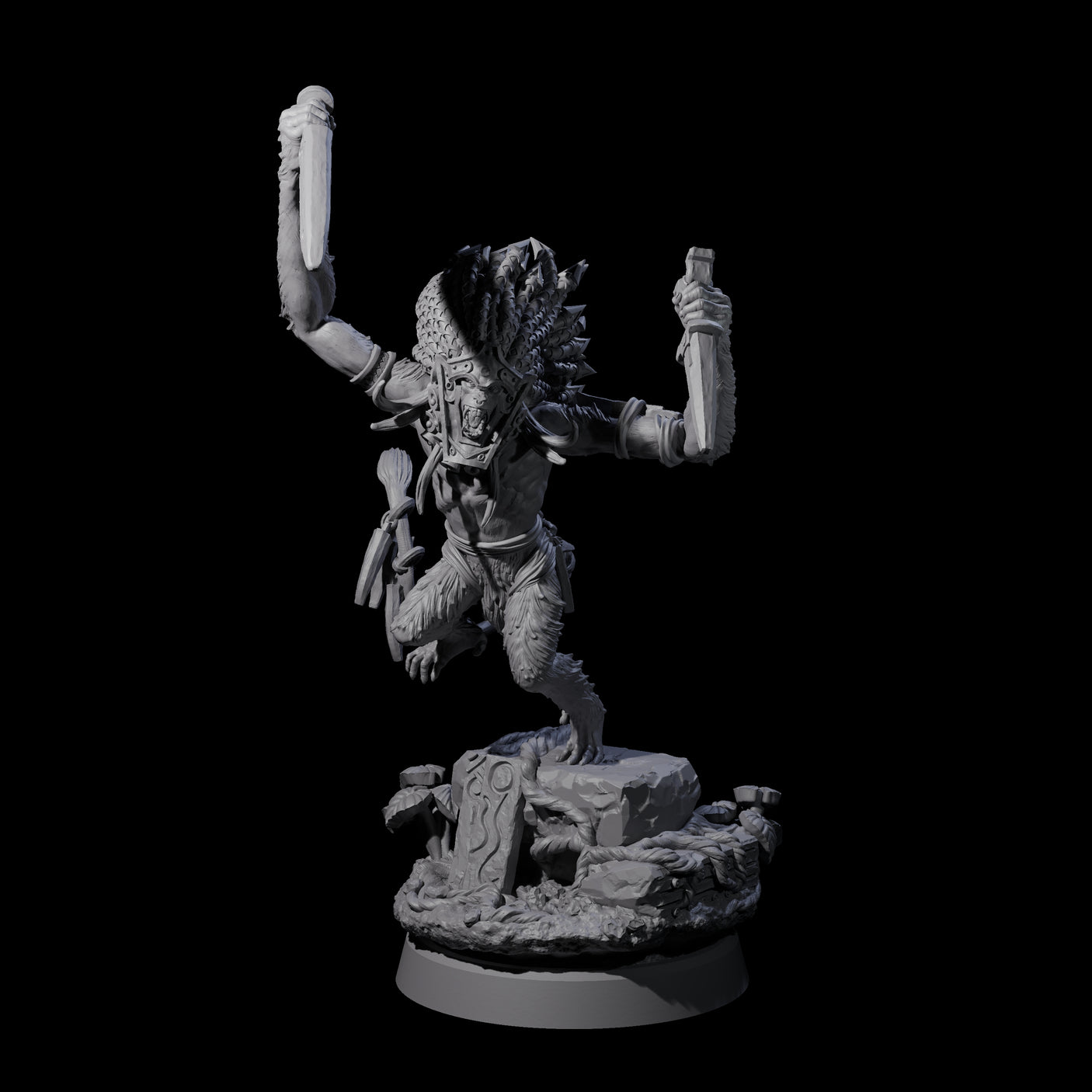 Swinging Hazodee Shaman C Miniature for Dungeons and Dragons, Pathfinder or other TTRPGs