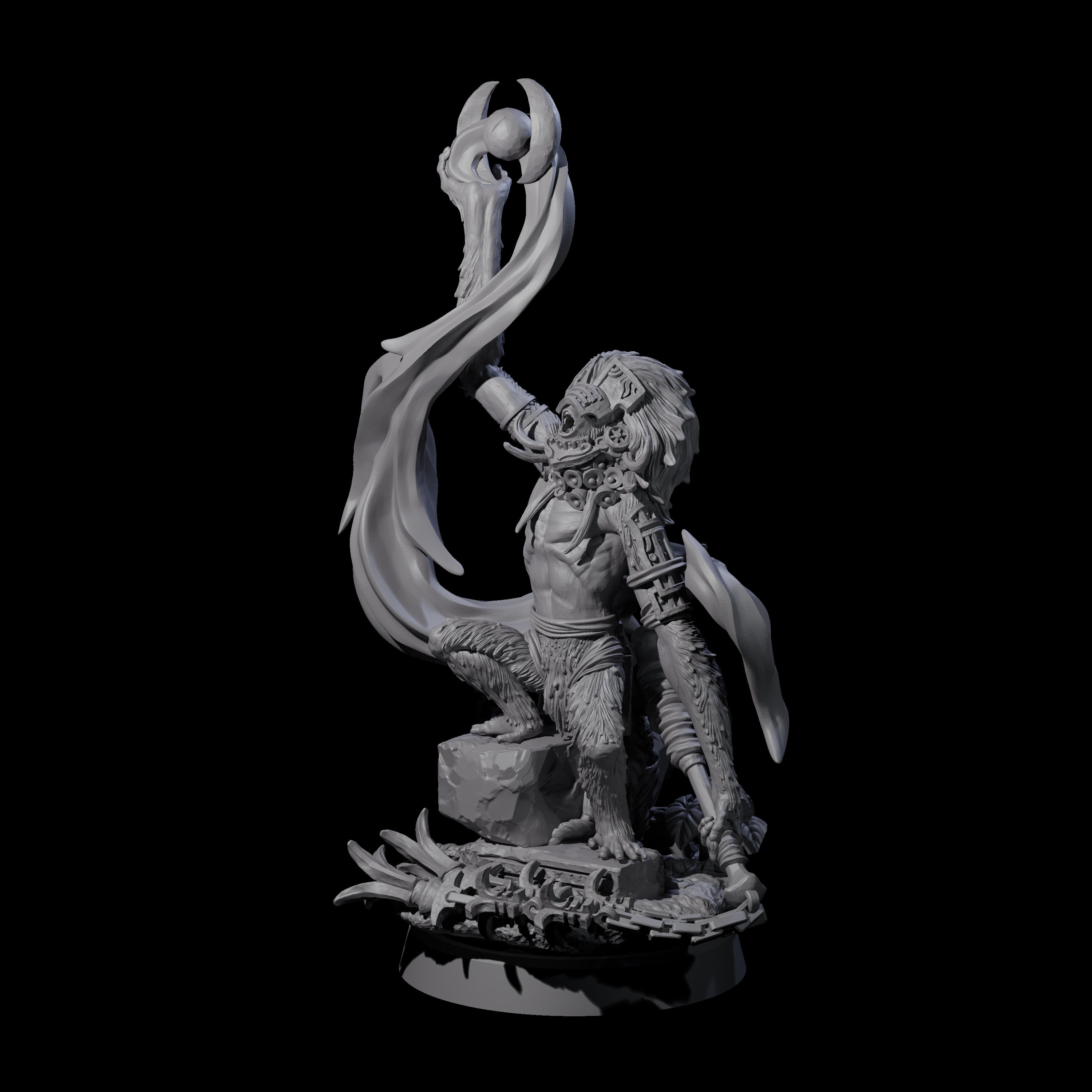 Swinging Hazodee Shaman D Miniature for Dungeons and Dragons, Pathfinder or other TTRPGs