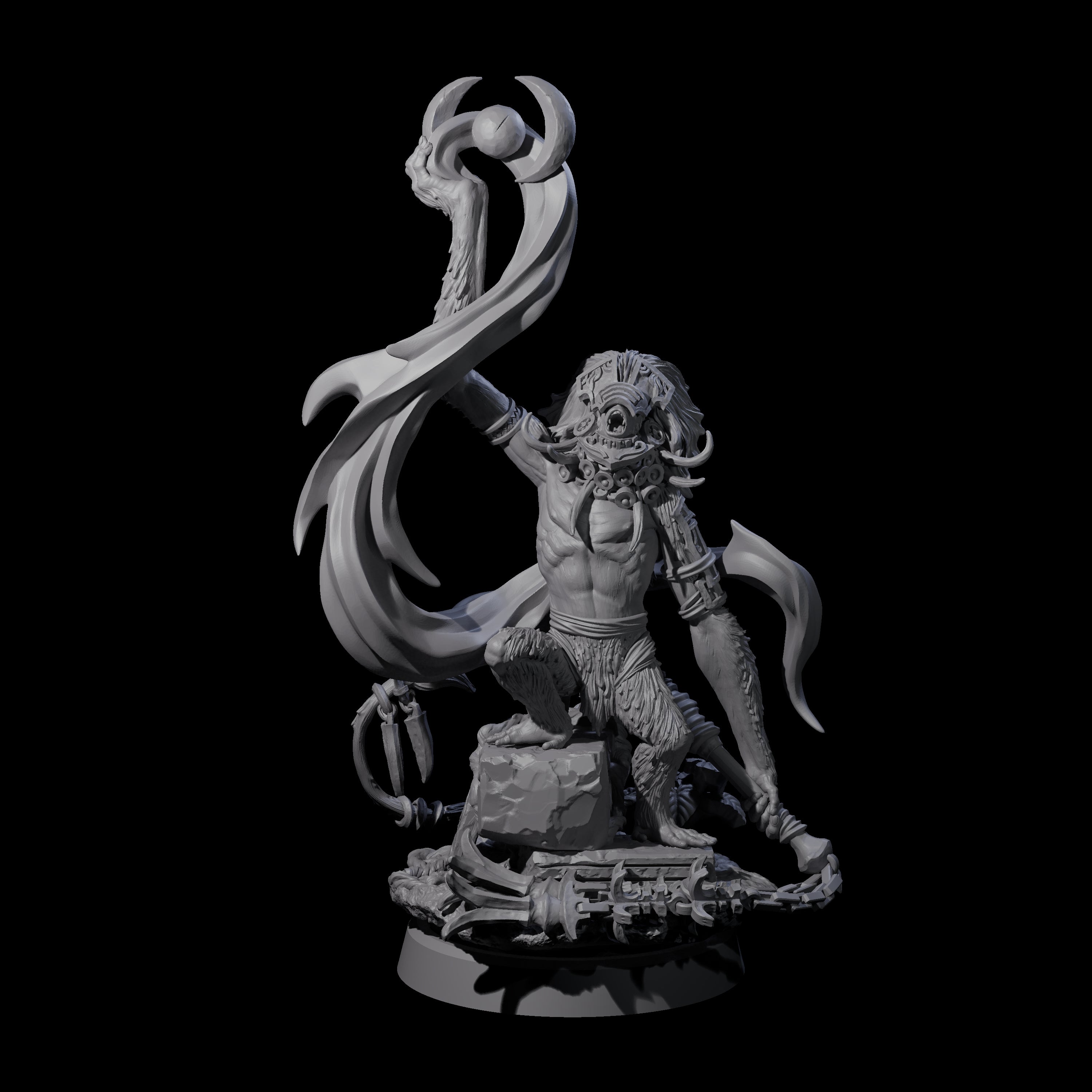 Swinging Hazodee Shaman D Miniature for Dungeons and Dragons, Pathfinder or other TTRPGs