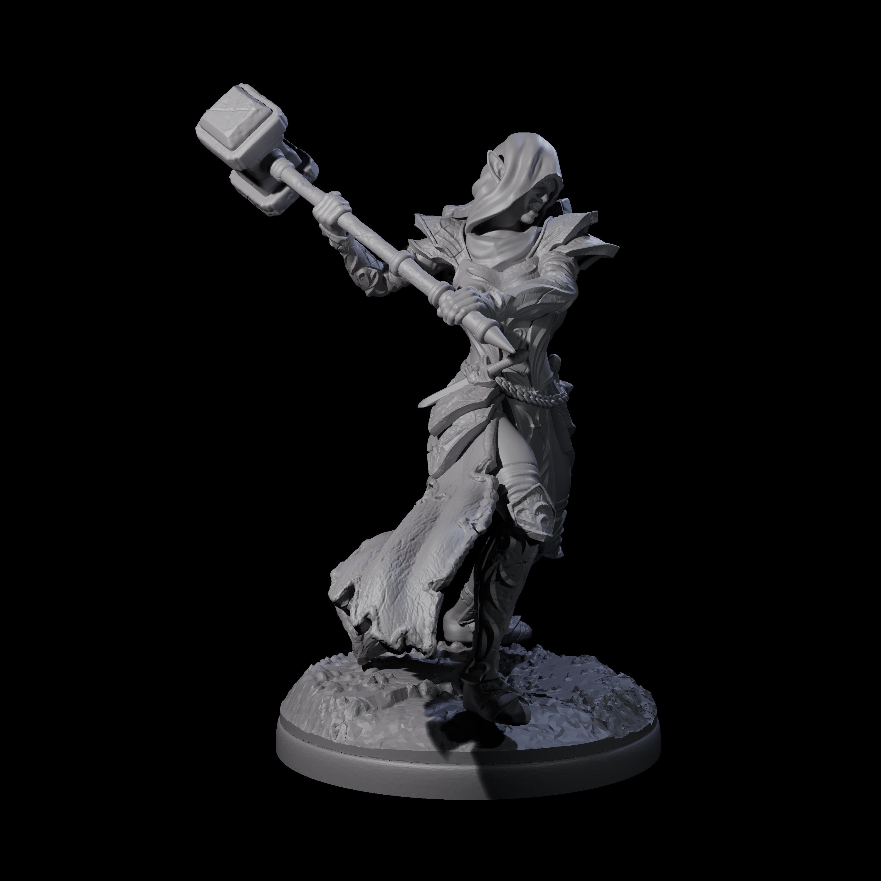 Swinging Holy Elf Cleric Miniature for Dungeons and Dragons, Pathfinder or other TTRPGs