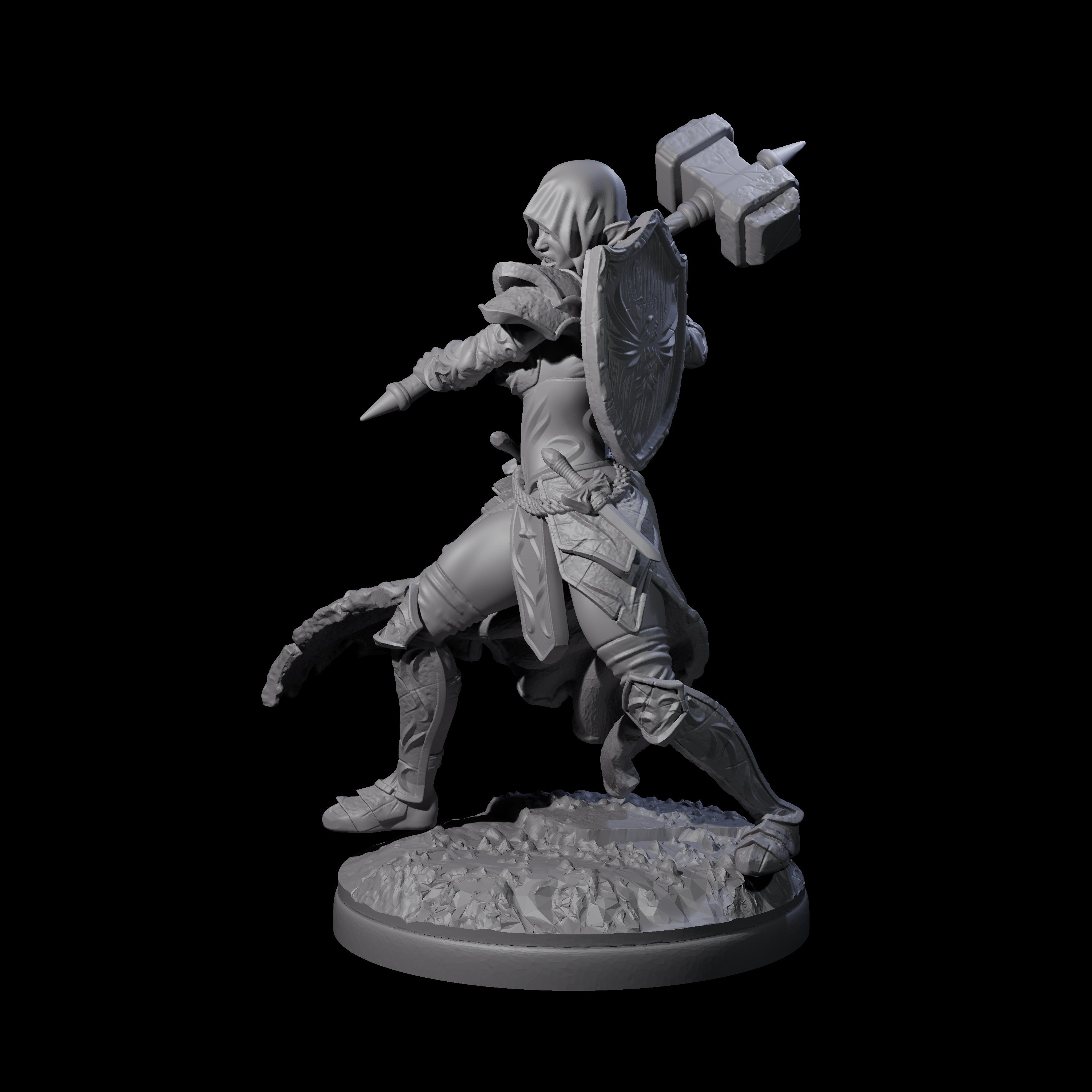 Swinging Holy Elf Cleric Miniature for Dungeons and Dragons, Pathfinder or other TTRPGs