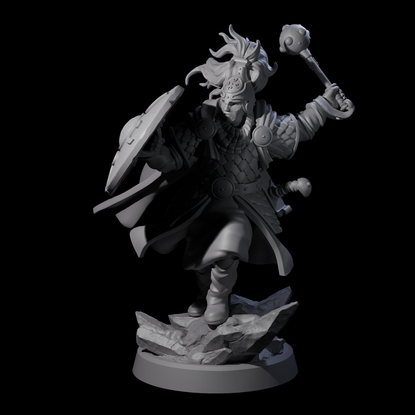 Swinging Mace Fighter Miniature for Dungeons and Dragons, Pathfinder or other TTRPGs