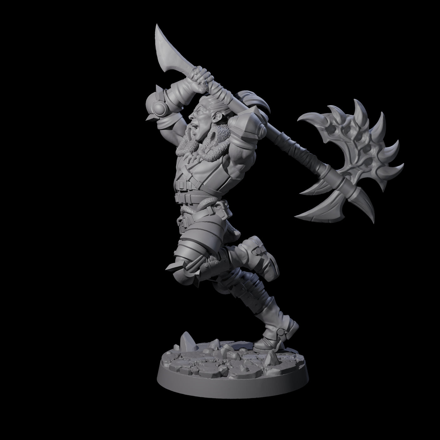 Swinging Mega Axe Barbarian Miniature for Dungeons and Dragons, Pathfinder or other TTRPGs