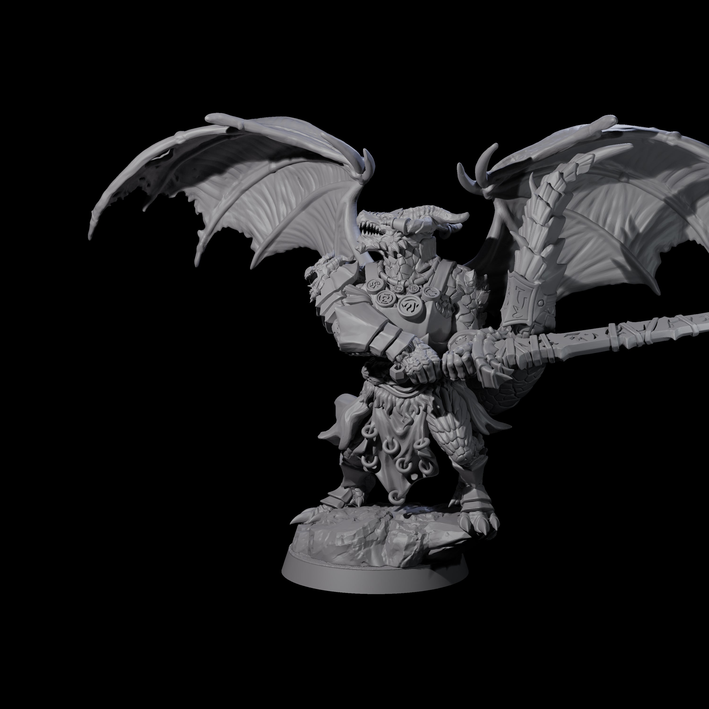 Swinging Scaled Dragonborn Warlord Miniature for Dungeons and Dragons, Pathfinder or other TTRPGs
