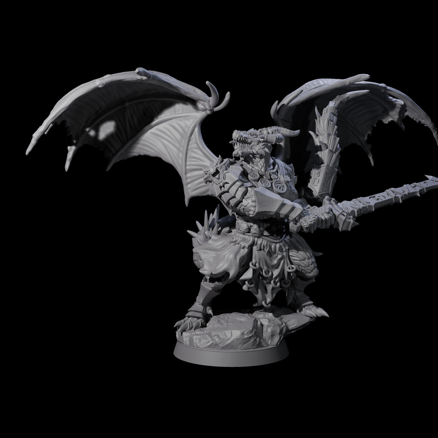 Swinging Scaled Dragonborn Warlord Miniature for Dungeons and Dragons, Pathfinder or other TTRPGs