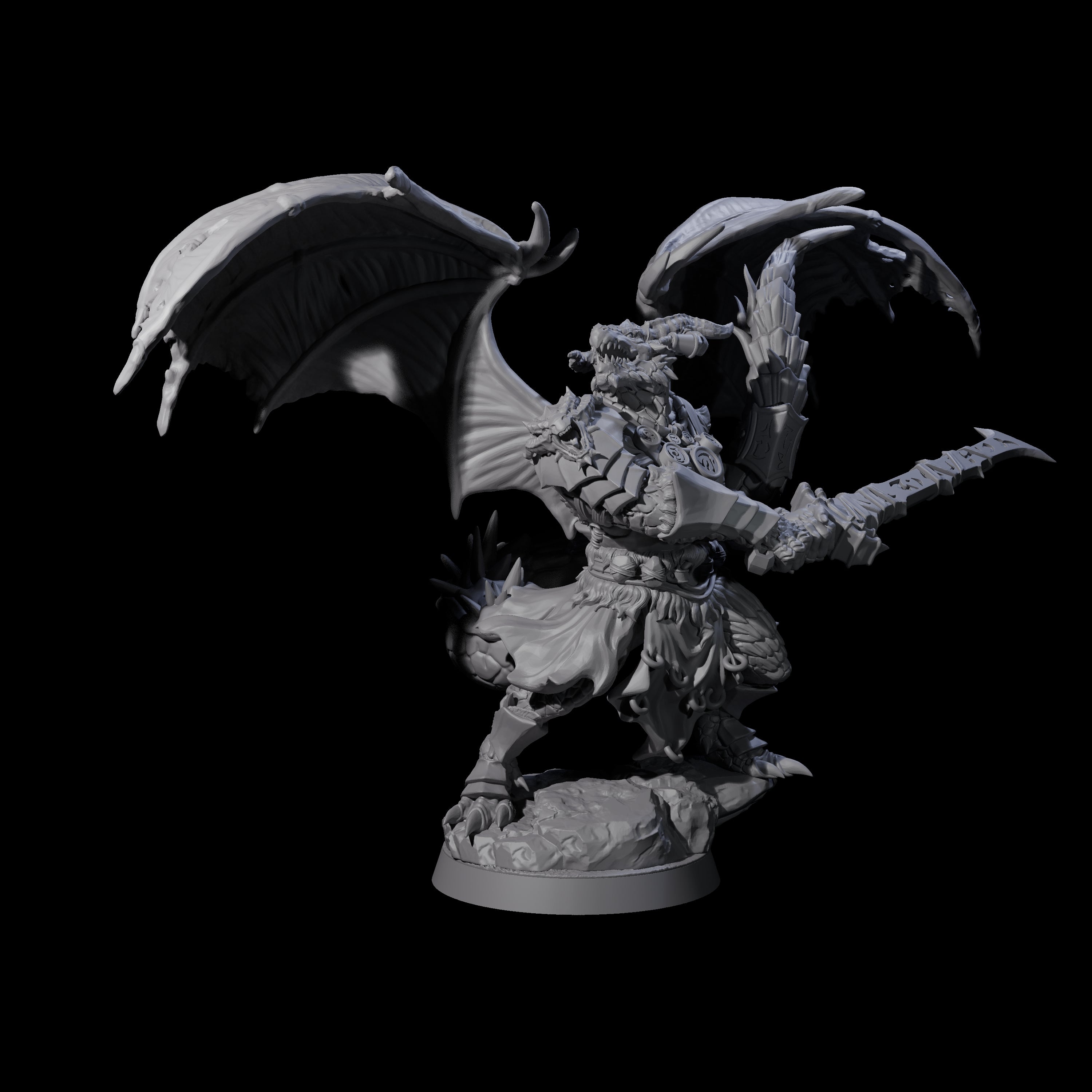 Swinging Scaled Dragonborn Warlord Miniature for Dungeons and Dragons, Pathfinder or other TTRPGs