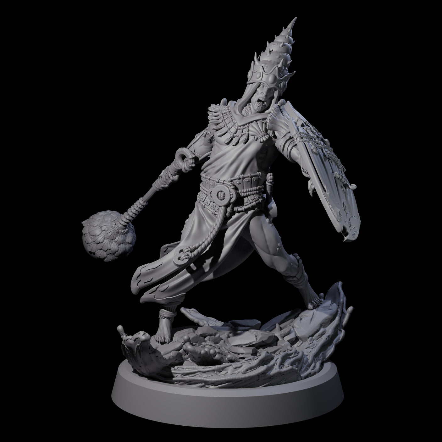 Swinging Sea Champion Miniature for Dungeons and Dragons, Pathfinder or other TTRPGs