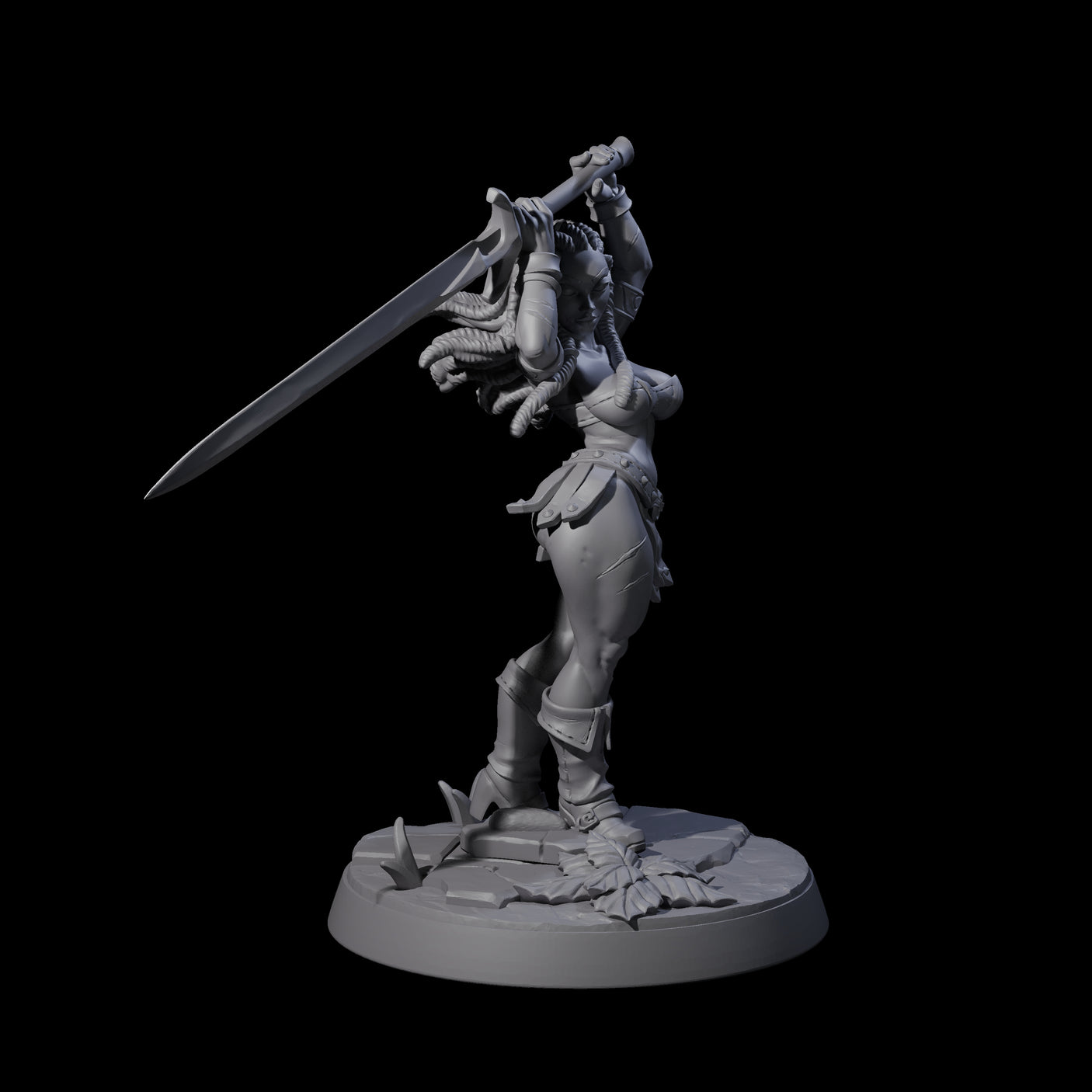 Swinging Sword Dancer Pinup Miniature for Dungeons and Dragons, Pathfinder or other TTRPGs