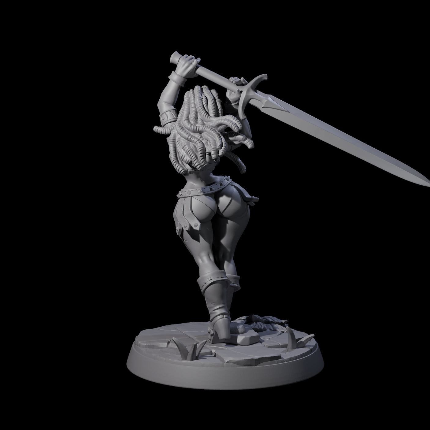 Swinging Sword Dancer Pinup Miniature for Dungeons and Dragons, Pathfinder or other TTRPGs
