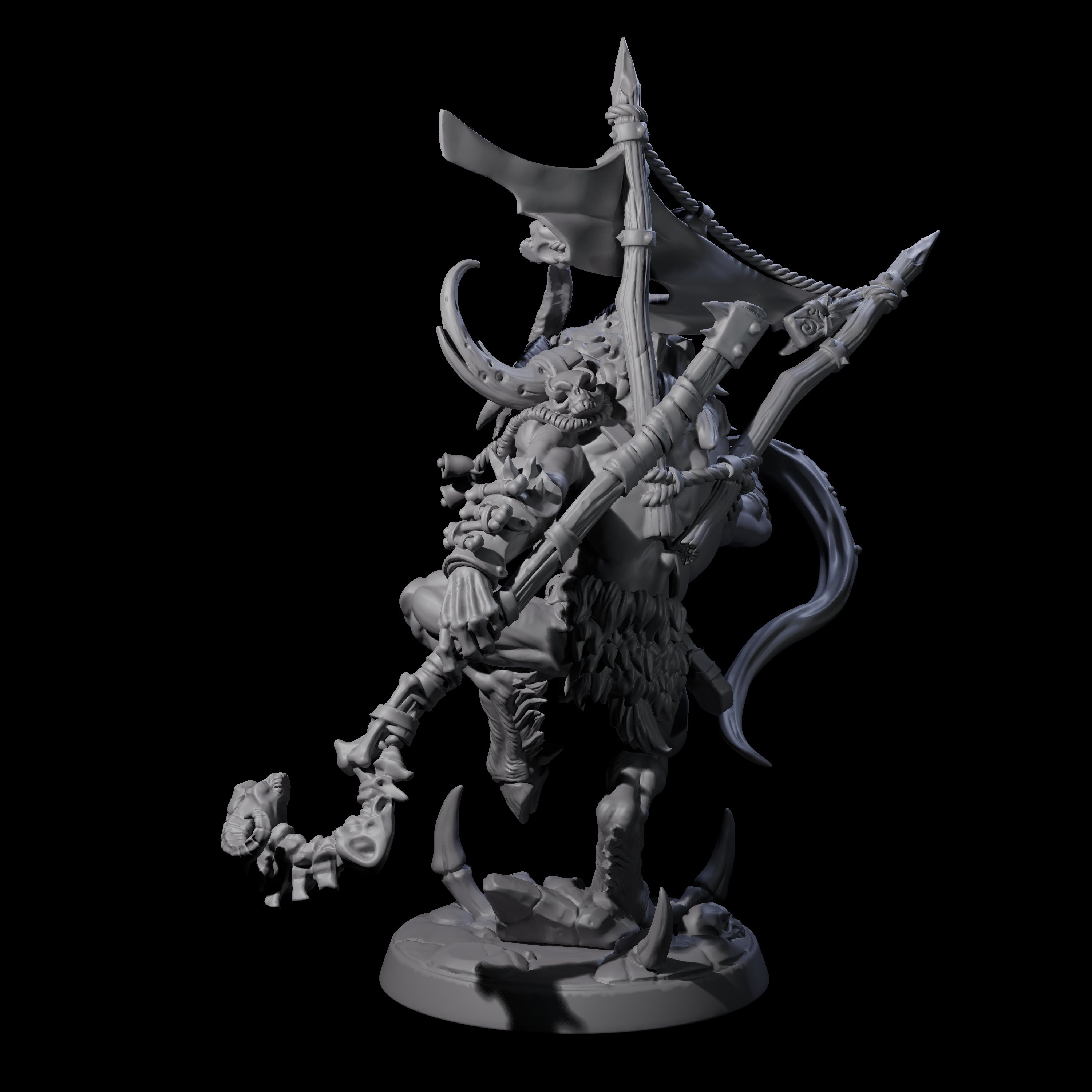 Swiping Beastman Necromancer Miniature for Dungeons and Dragons, Pathfinder or other TTRPGs