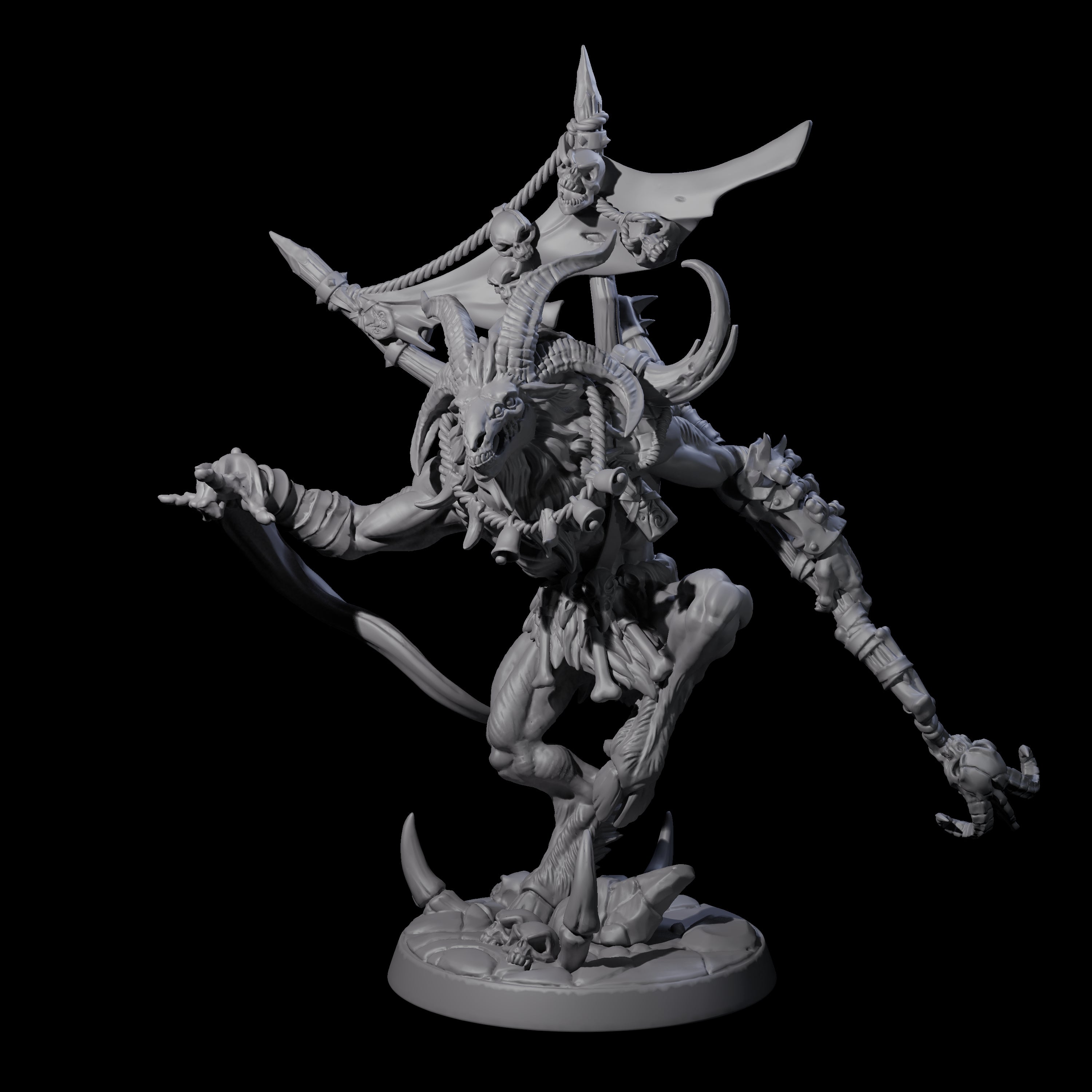 Swiping Beastman Necromancer Miniature for Dungeons and Dragons, Pathfinder or other TTRPGs