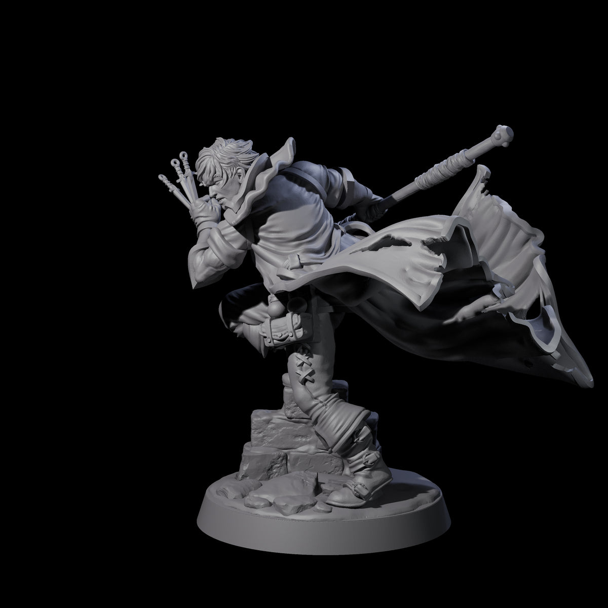Swiping Trickster Mage Miniature for Dungeons and Dragons, Pathfinder or other TTRPGs